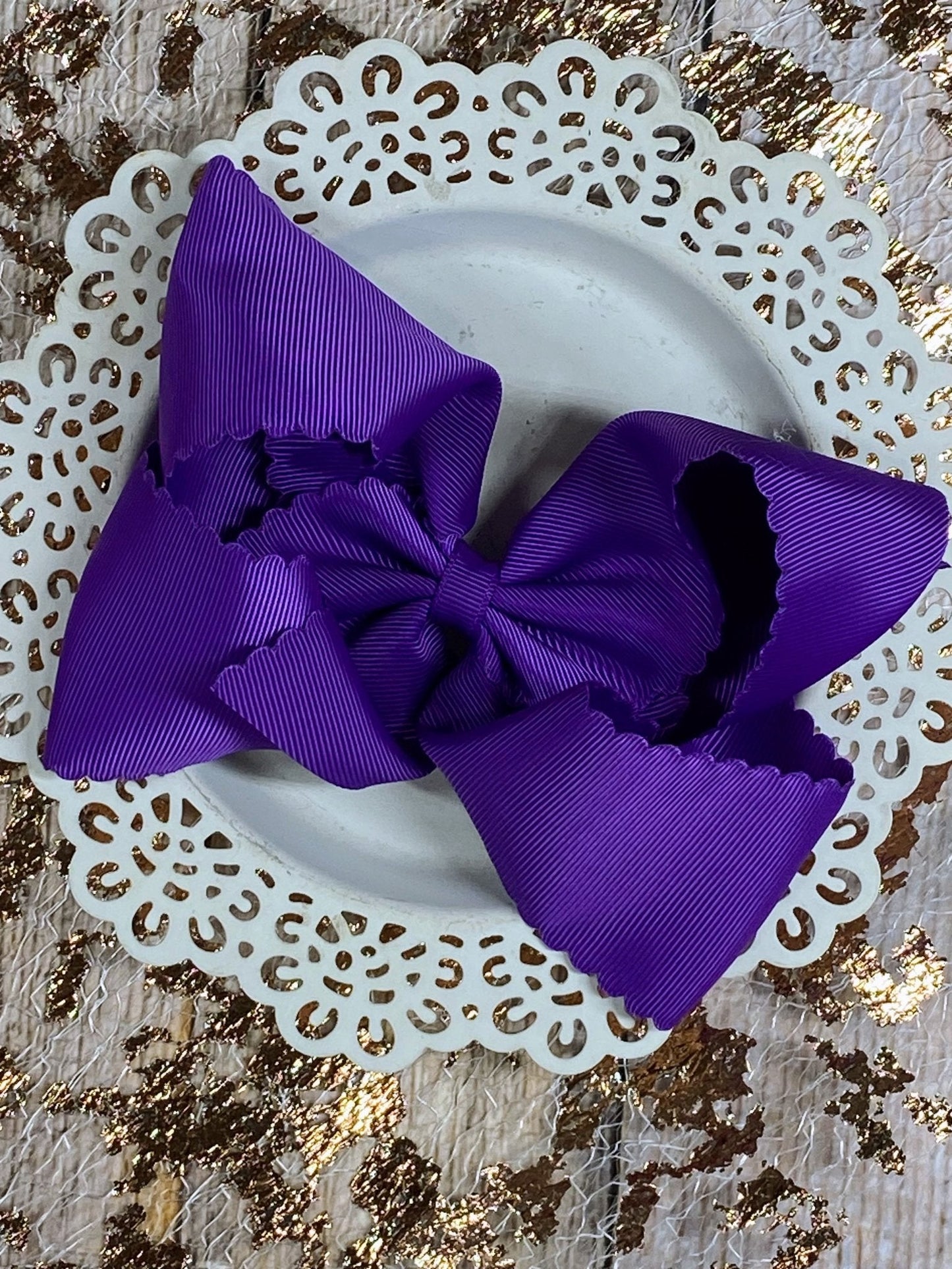 5.5" Oversize Scalloped Hair Bow | Clip or Headband