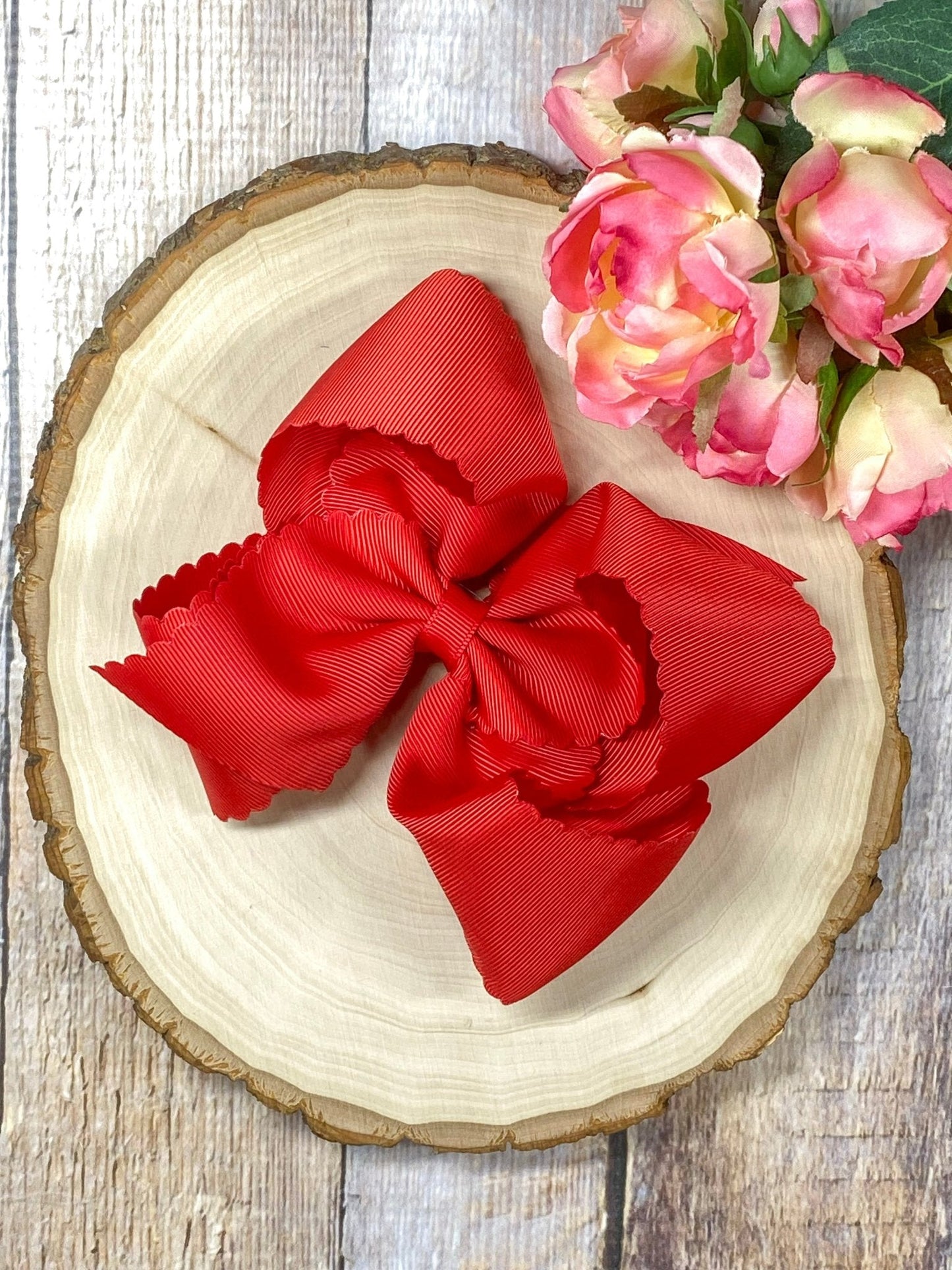 5.5" Oversize Scalloped Hair Bow | Clip or Headband