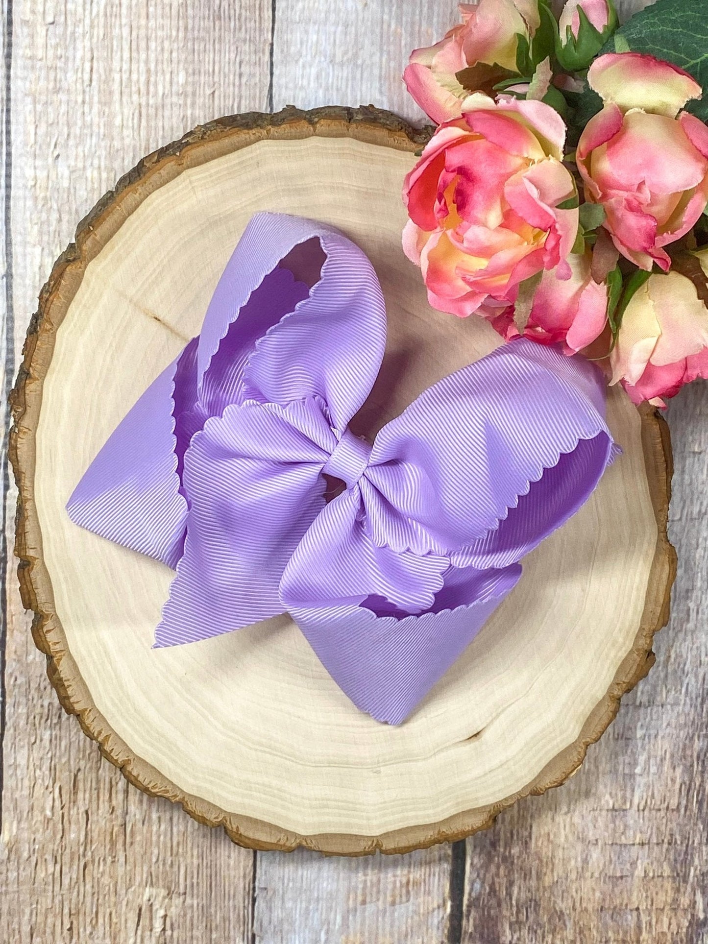 5.5" Oversize Scalloped Hair Bow | Clip or Headband