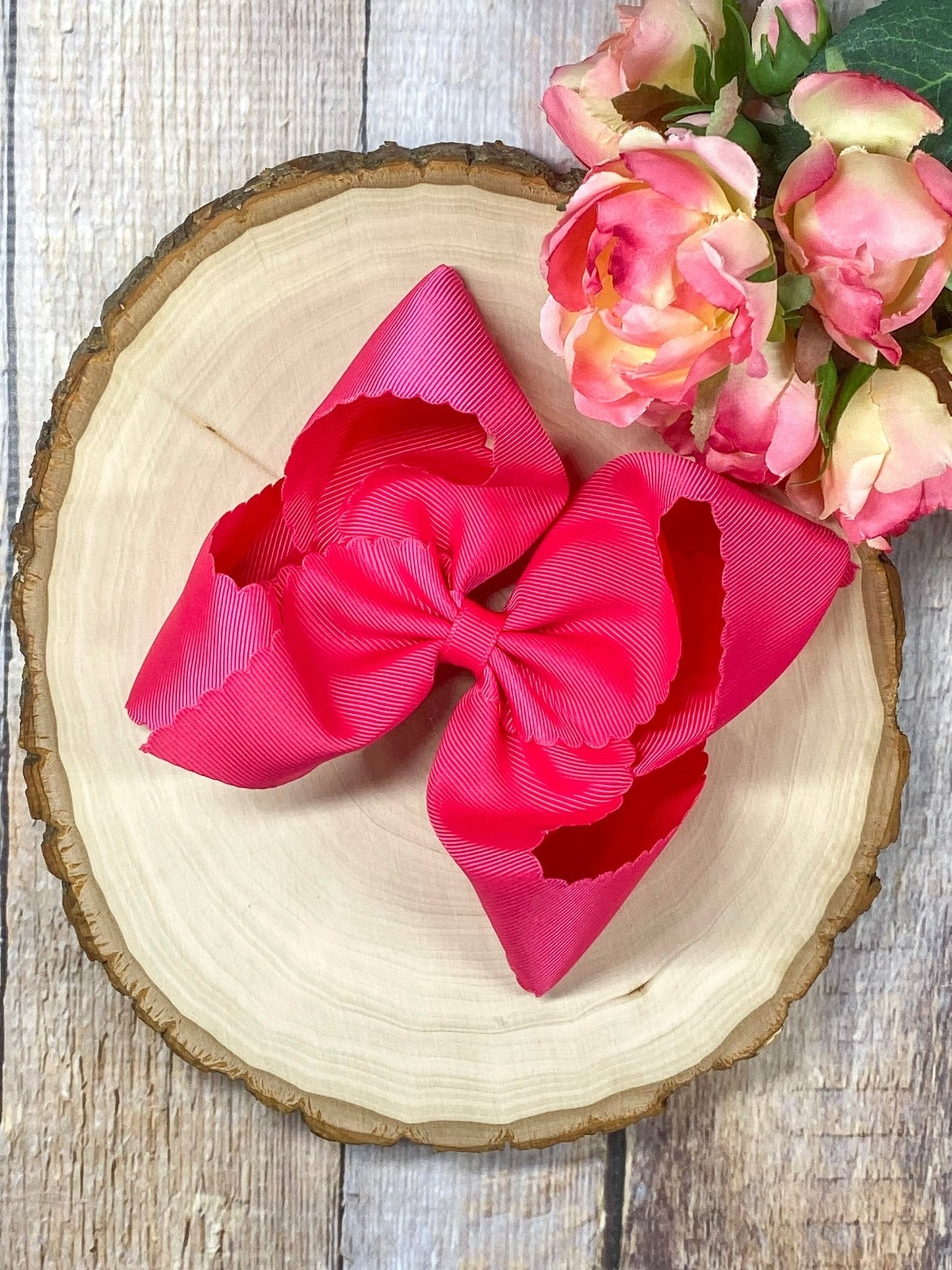 5.5" Oversize Scalloped Hair Bow | Clip or Headband