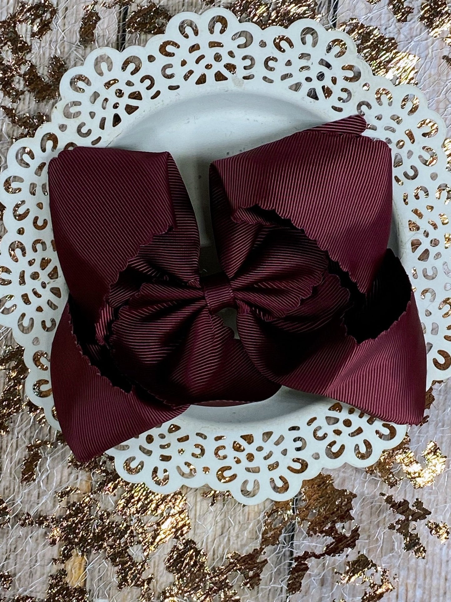 5.5" Oversize Scalloped Hair Bow | Clip or Headband