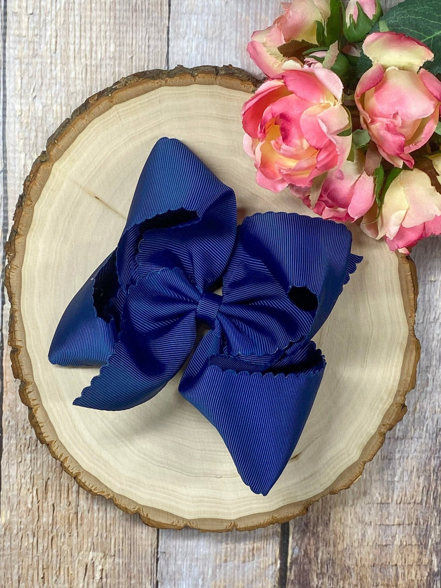 5.5" Oversize Scalloped Hair Bow | Clip or Headband