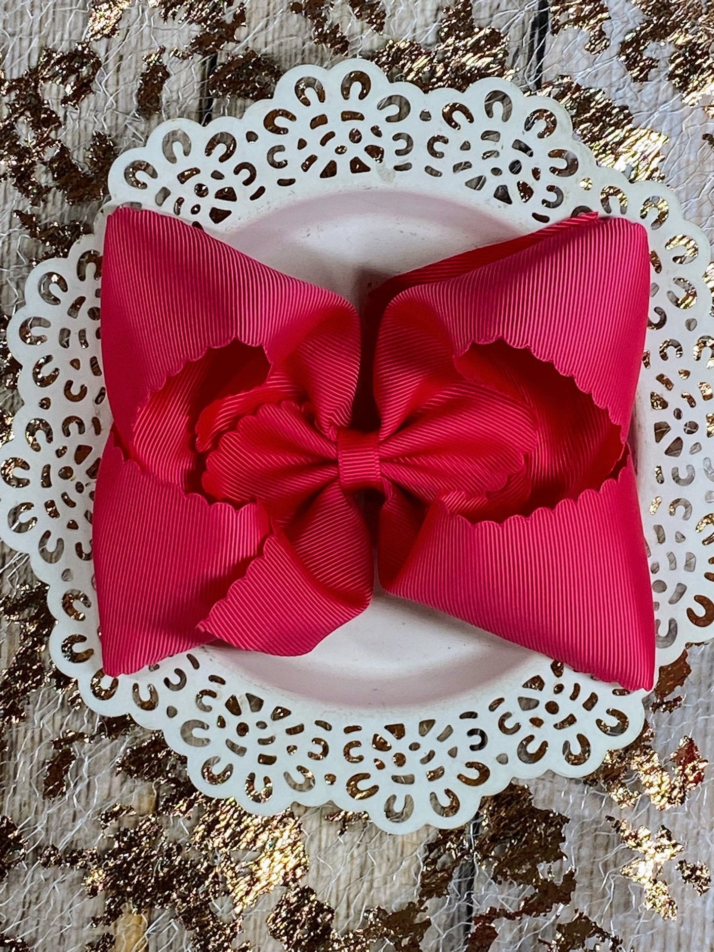 5.5" Oversize Scalloped Hair Bow | Clip or Headband