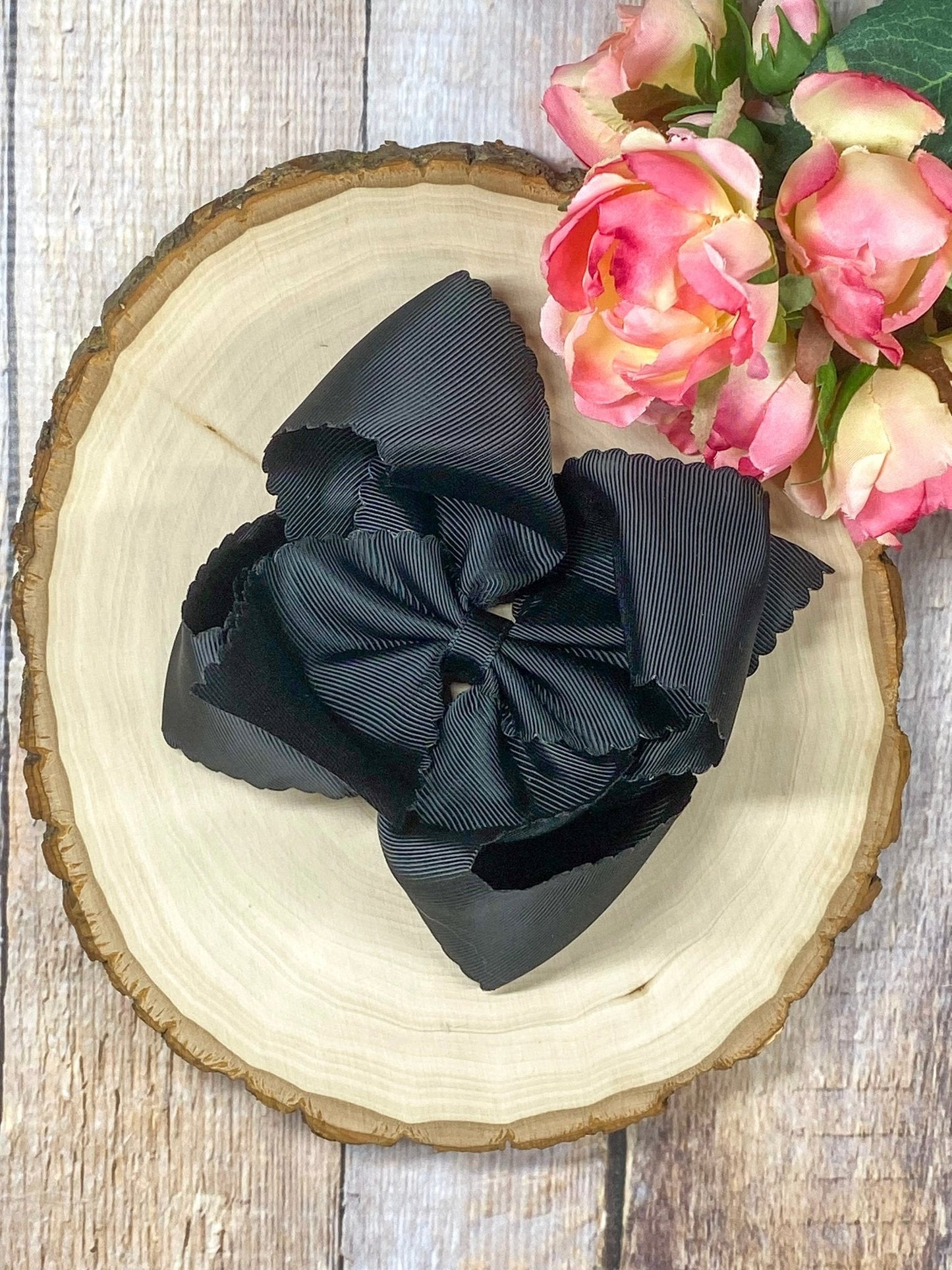 5.5" Oversize Scalloped Hair Bow | Clip or Headband
