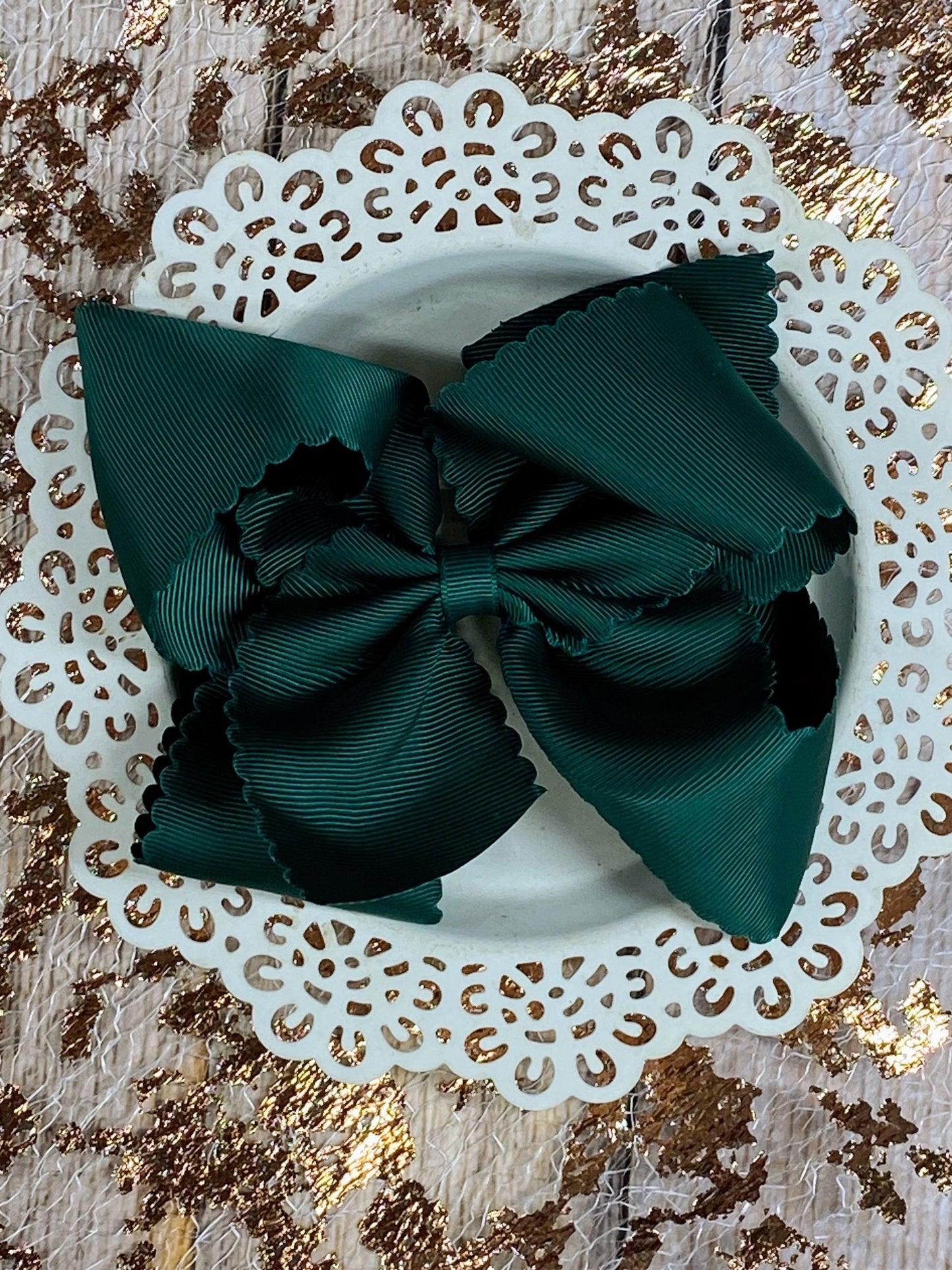 5.5" Oversize Scalloped Hair Bow | Clip or Headband