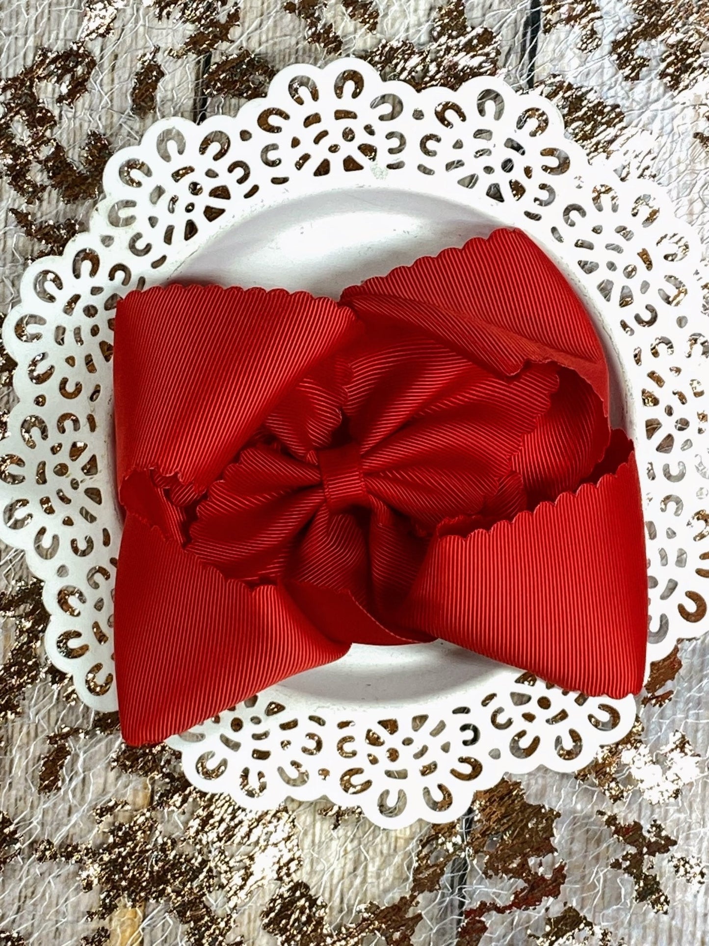 5.5" Oversize Scalloped Hair Bow | Clip or Headband