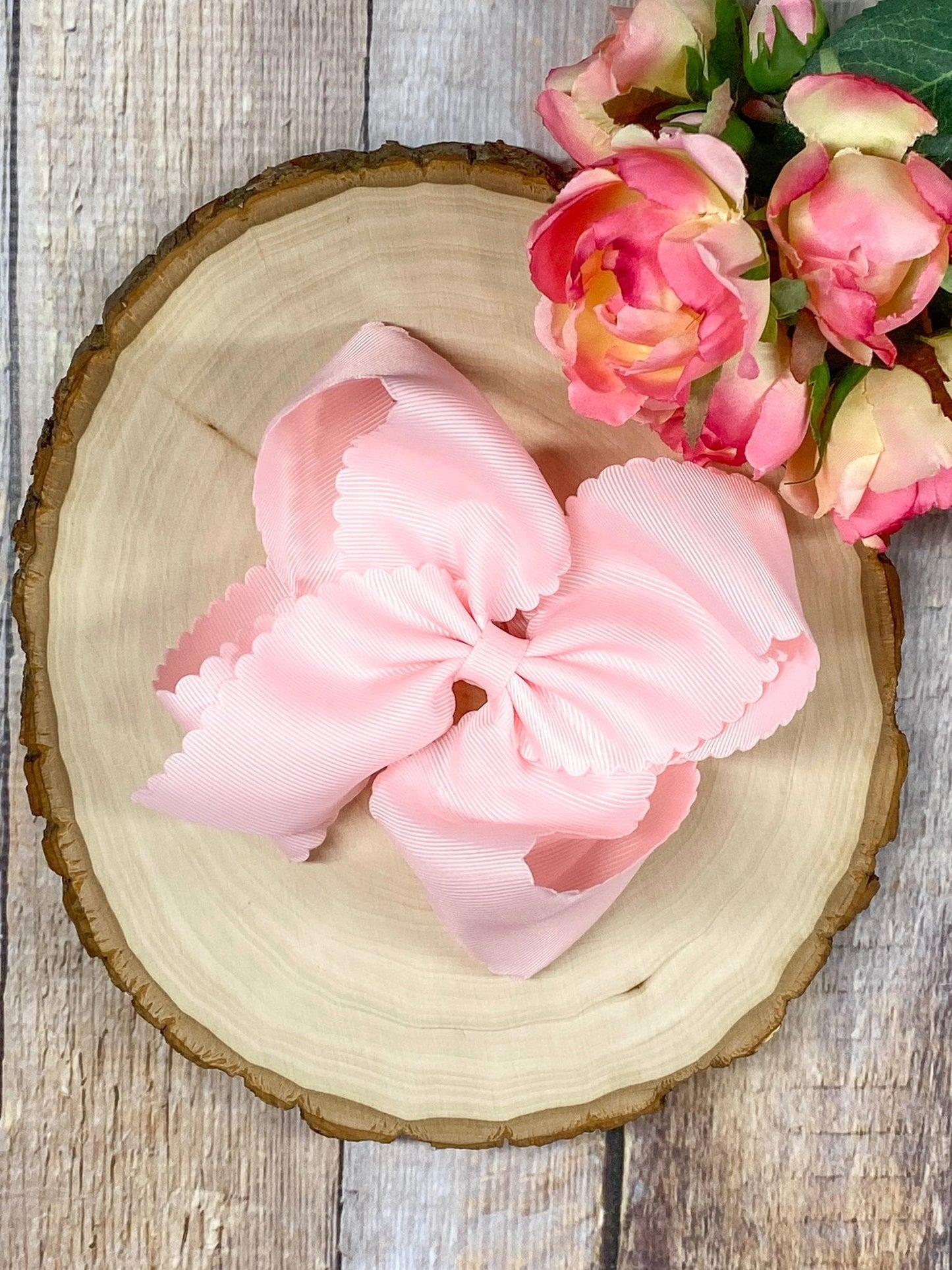 5.5" Oversize Scalloped Hair Bow | Clip or Headband