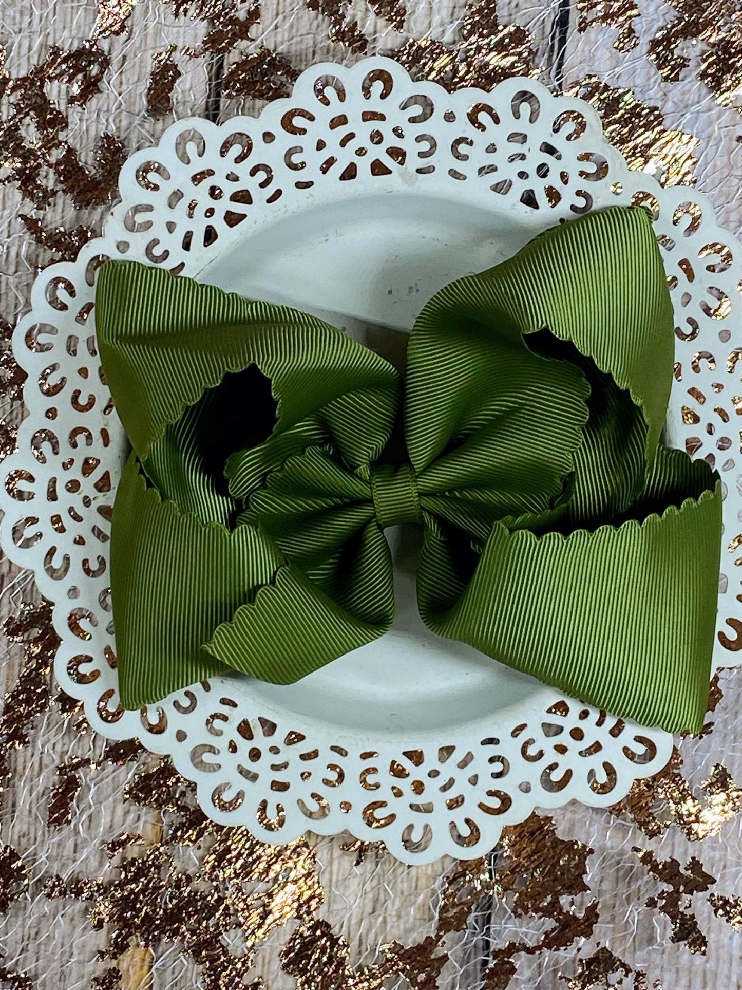 5.5" Oversize Scalloped Hair Bow | Clip or Headband