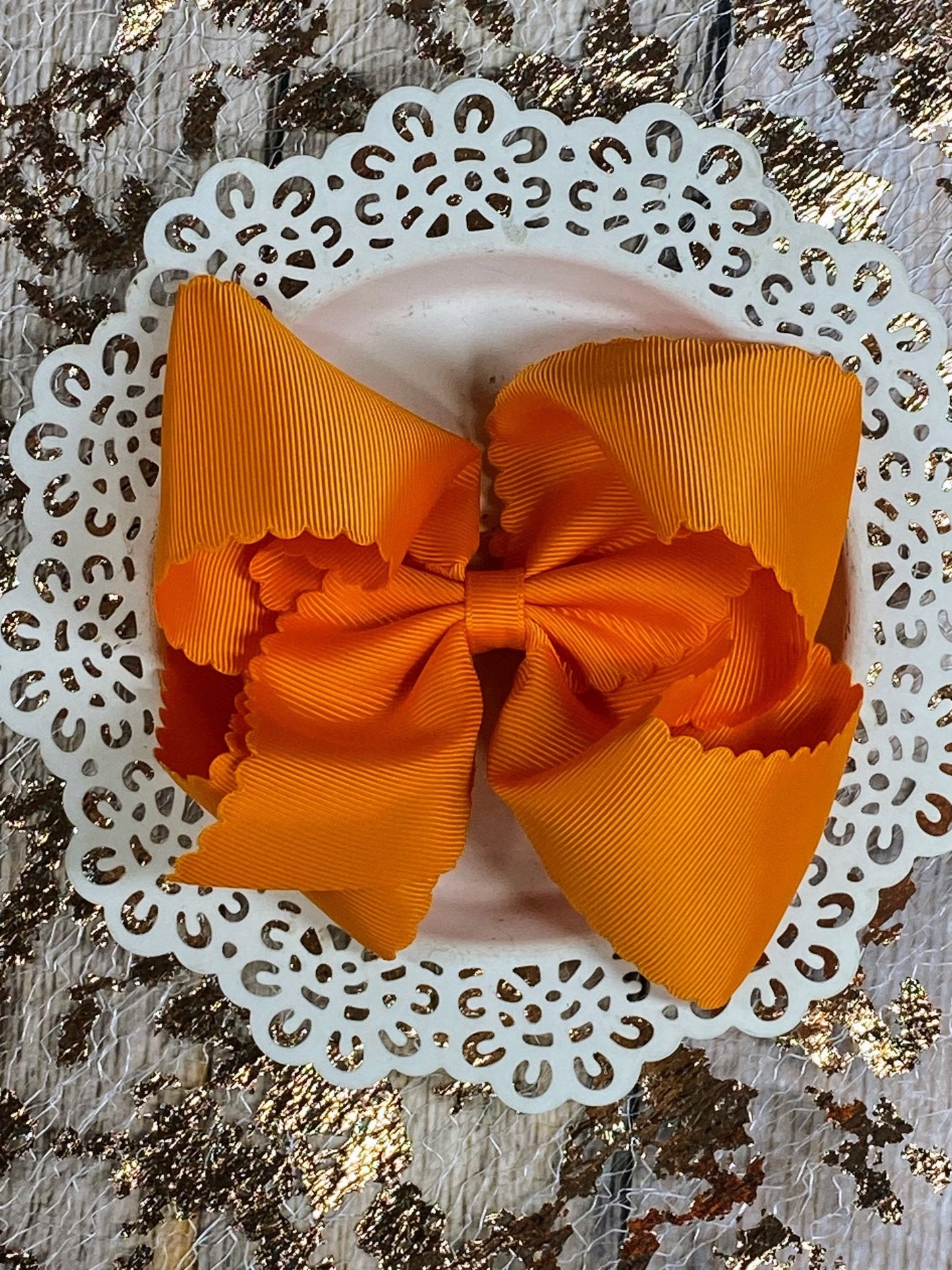 5.5" Oversize Scalloped Hair Bow | Clip or Headband