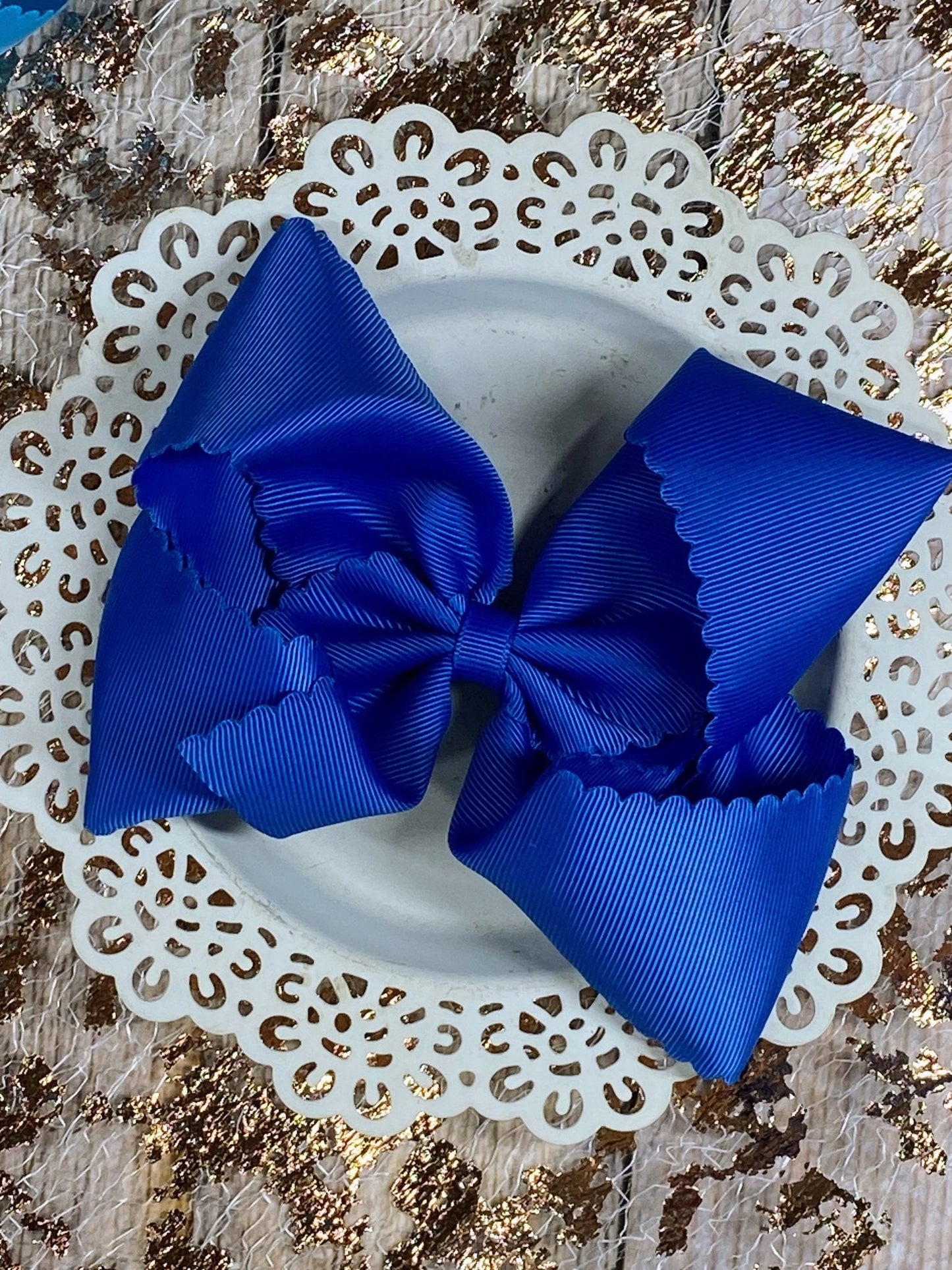5.5" Oversize Scalloped Hair Bow | Clip or Headband