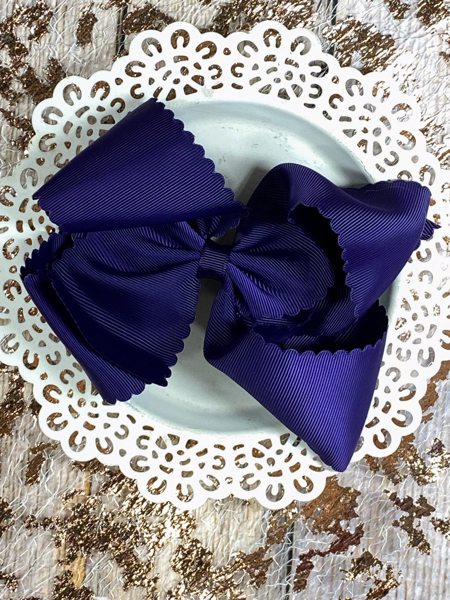 5.5" Oversize Scalloped Hair Bow | Clip or Headband