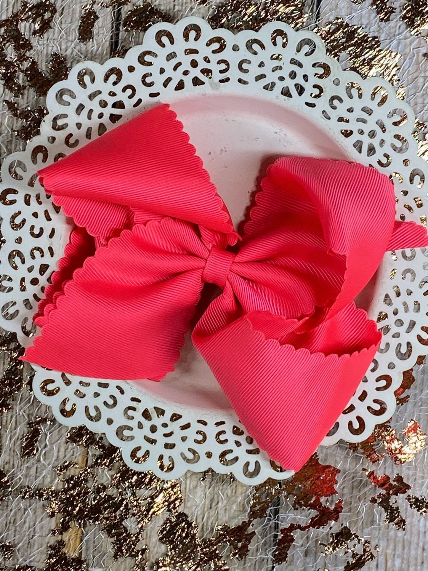 5.5" Oversize Scalloped Hair Bow | Clip or Headband