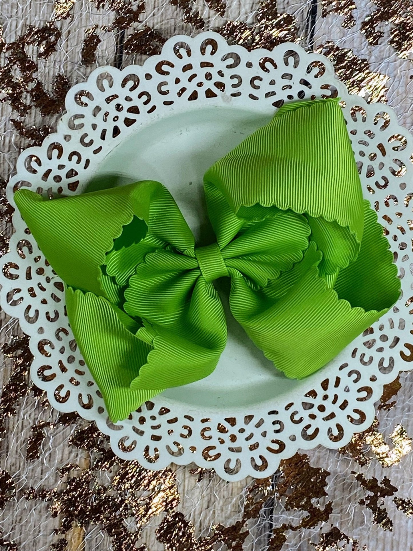 5.5" Oversize Scalloped Hair Bow | Clip or Headband