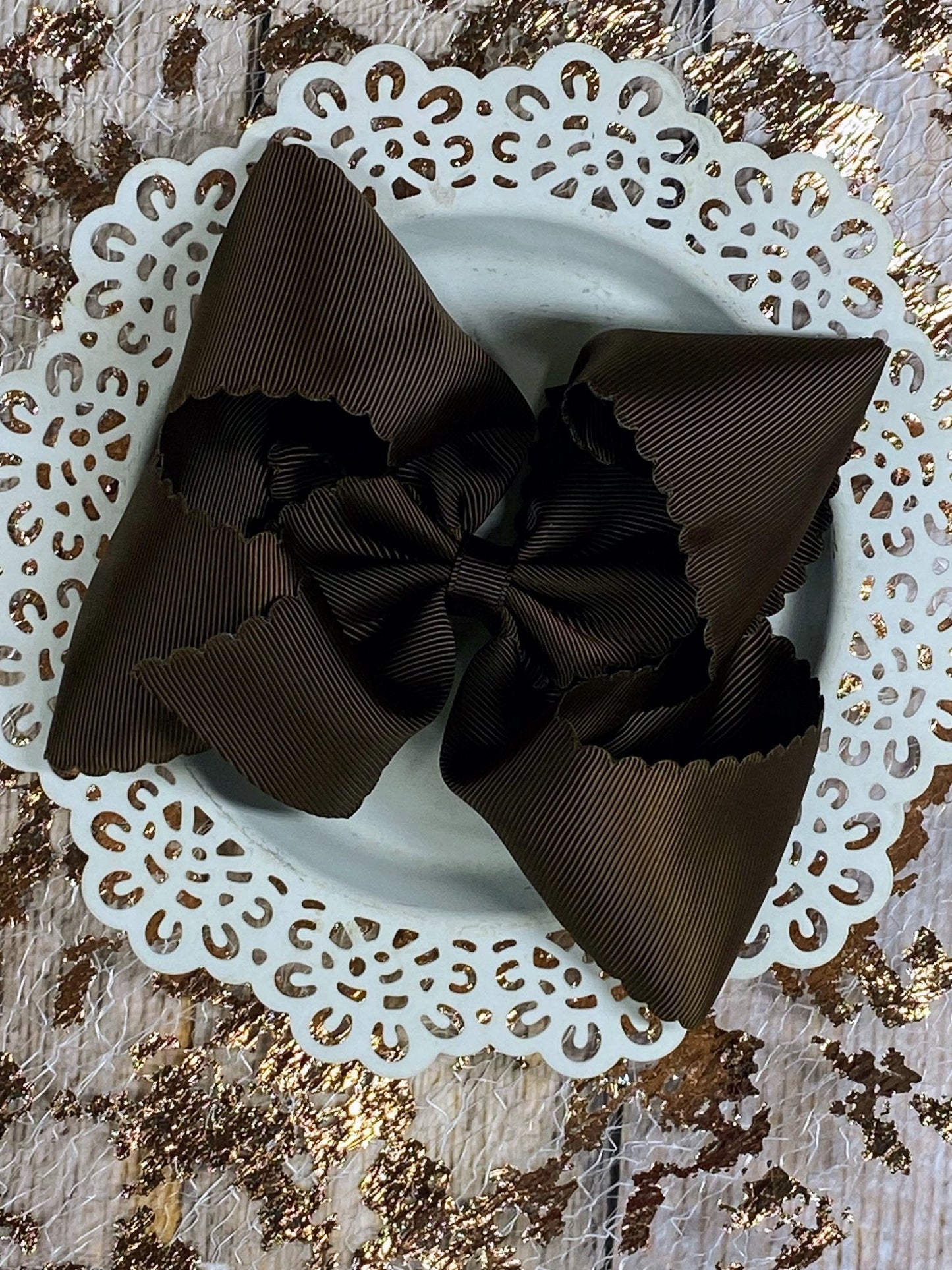 5.5" Oversize Scalloped Hair Bow | Clip or Headband