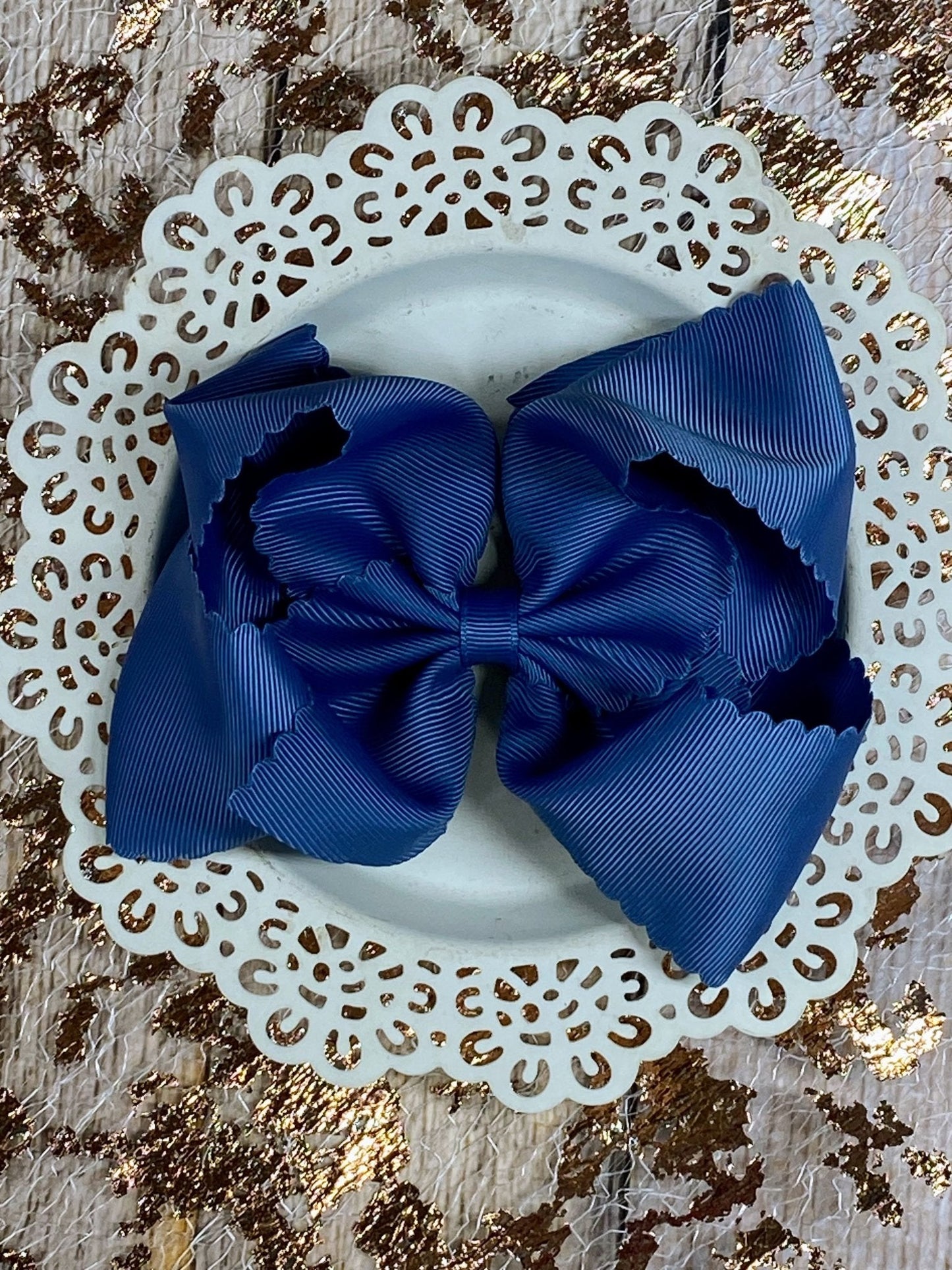 5.5" Oversize Scalloped Hair Bow | Clip or Headband