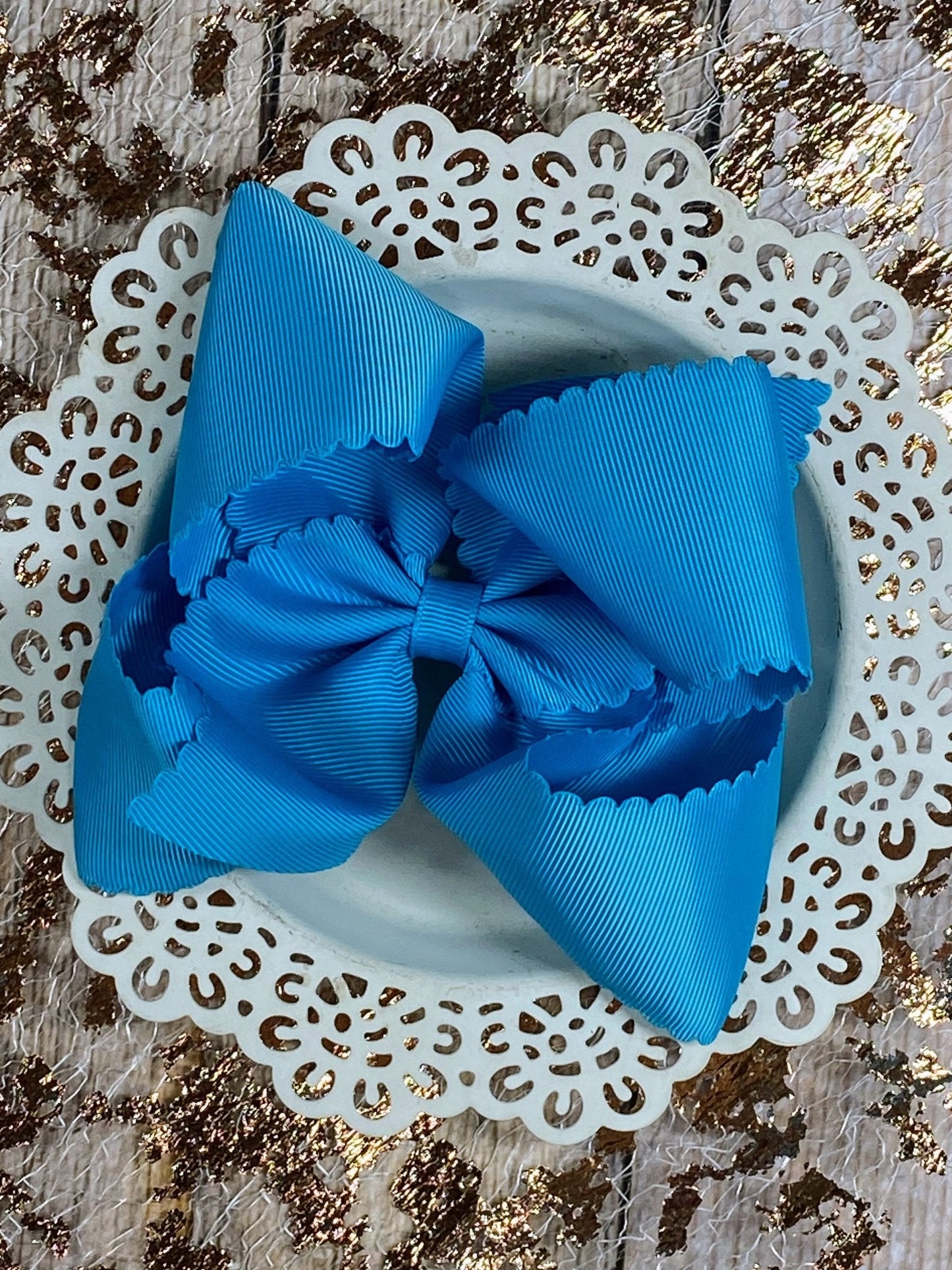 5.5" Oversize Scalloped Hair Bow | Clip or Headband