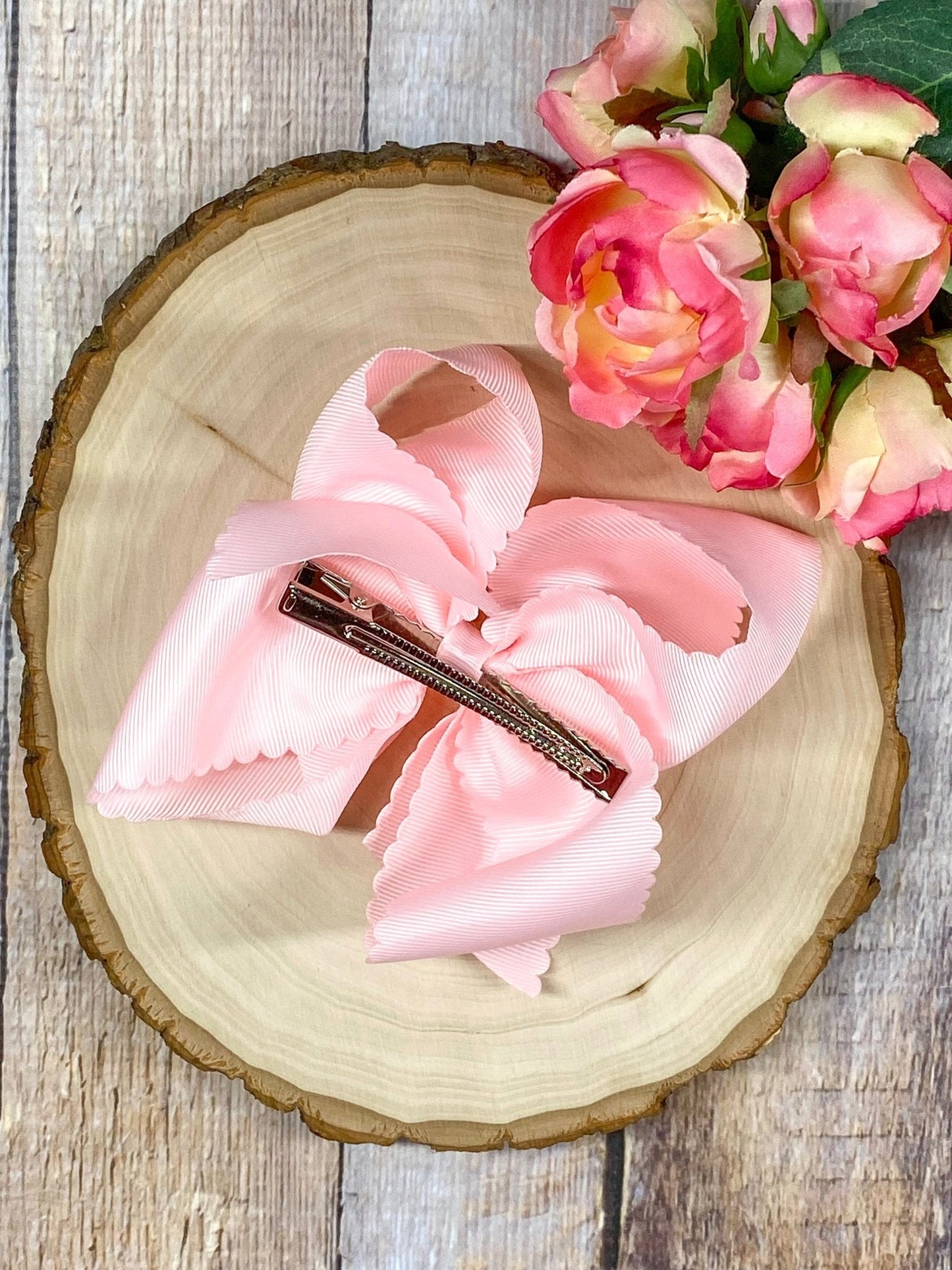 5.5" Oversize Scalloped Hair Bow | Clip or Headband