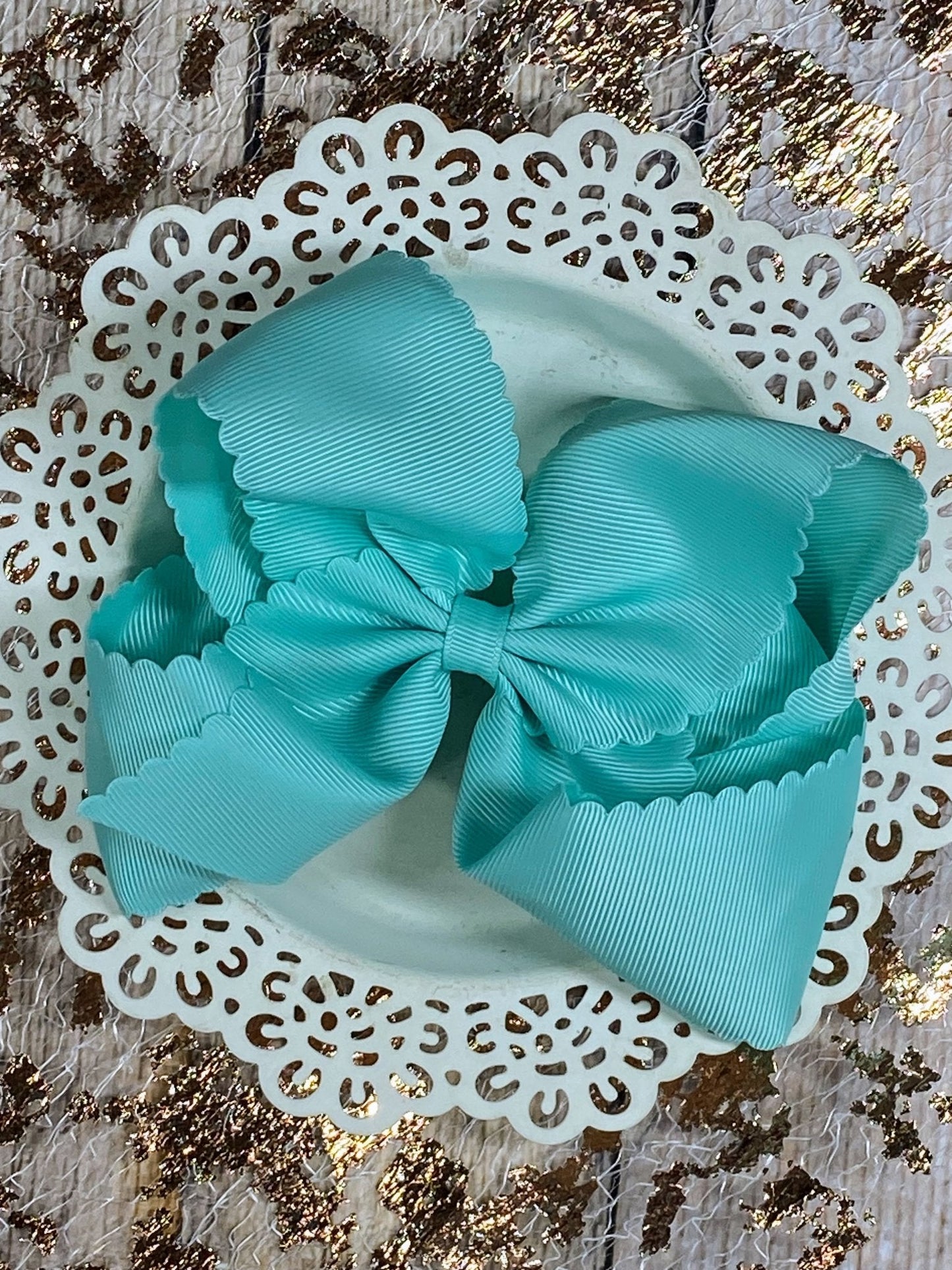 5.5" Oversize Scalloped Hair Bow | Clip or Headband