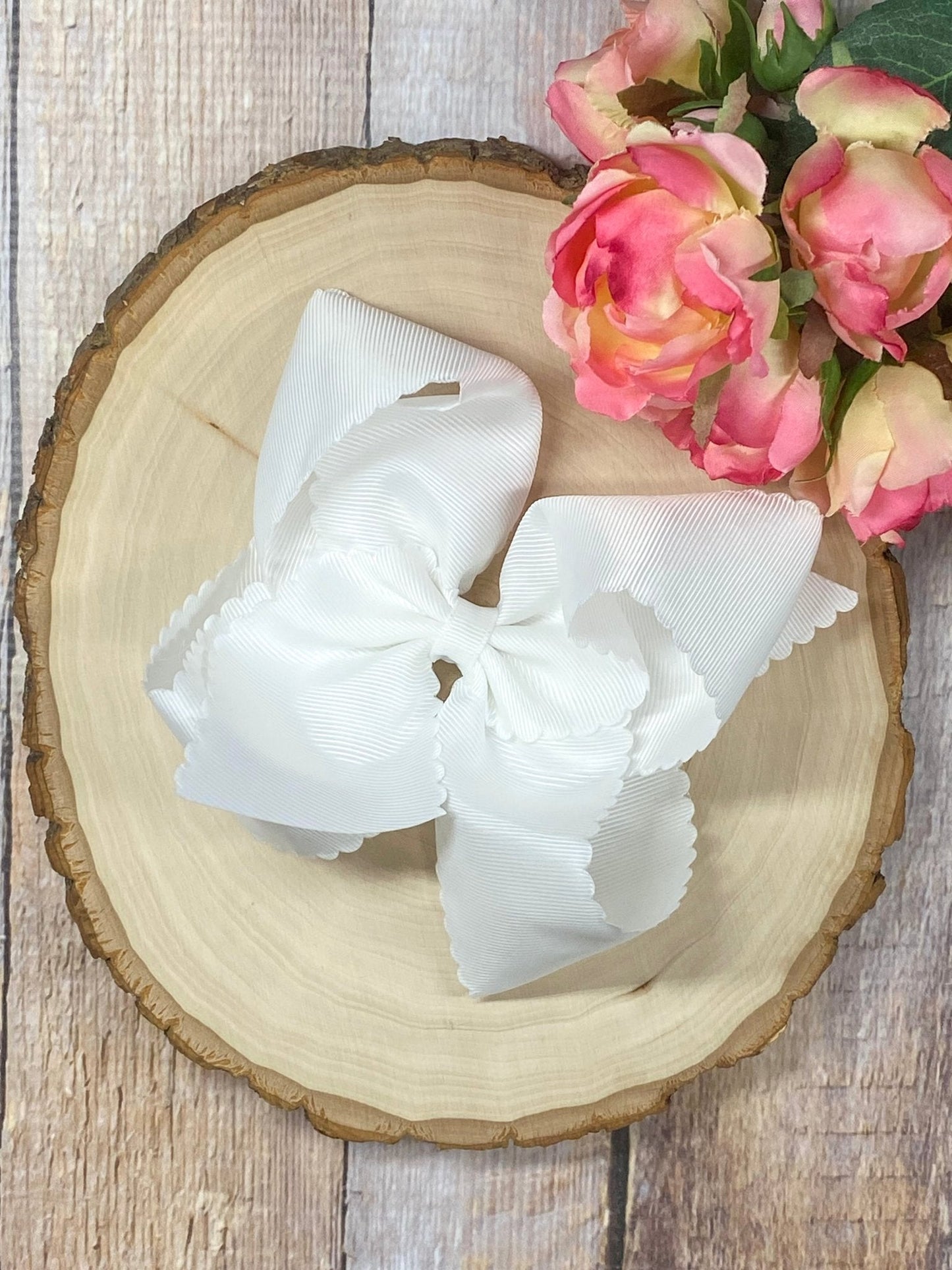 5.5" Oversize Scalloped Hair Bow | Clip or Headband