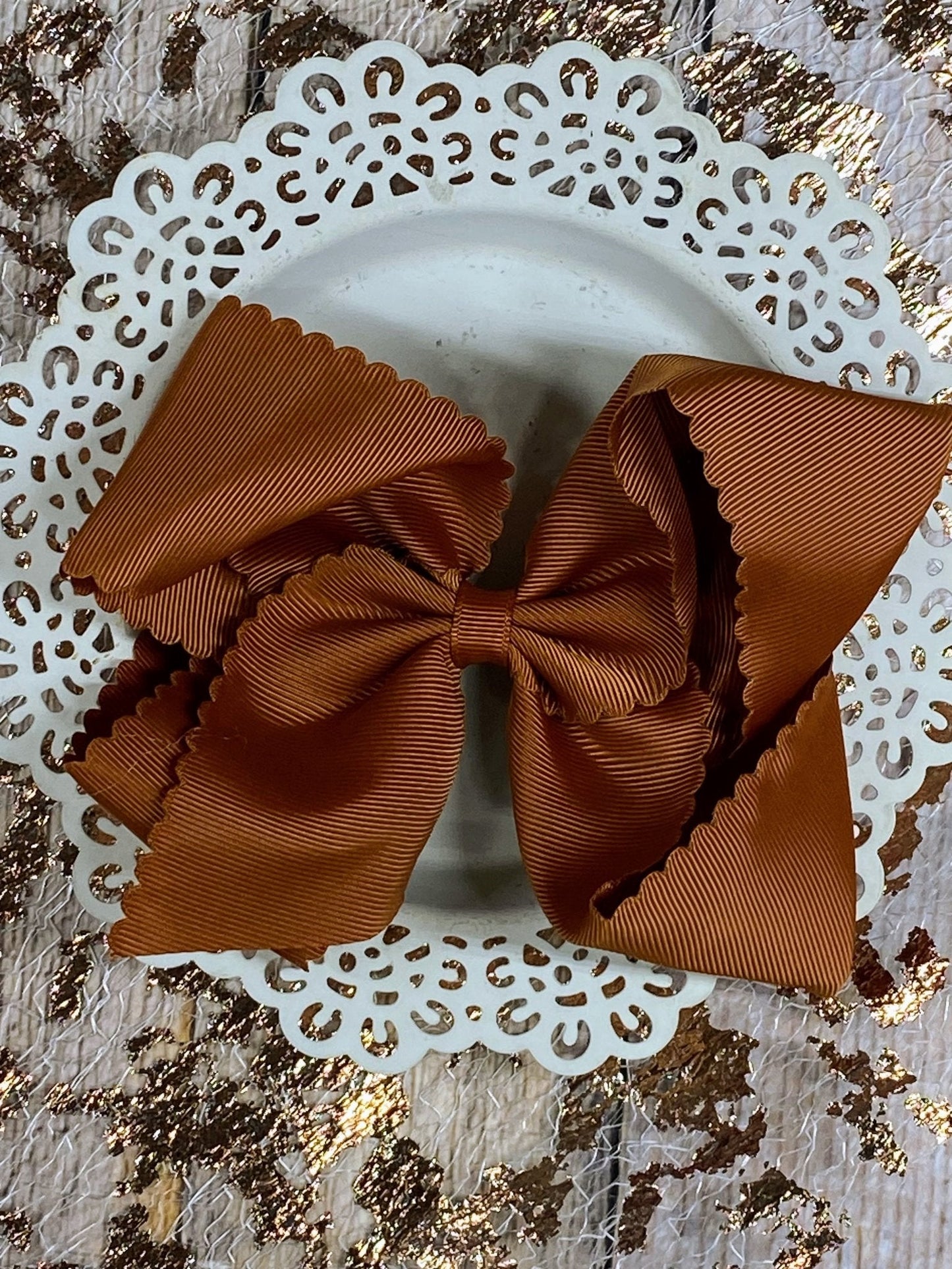 5.5" Oversize Scalloped Hair Bow | Clip or Headband