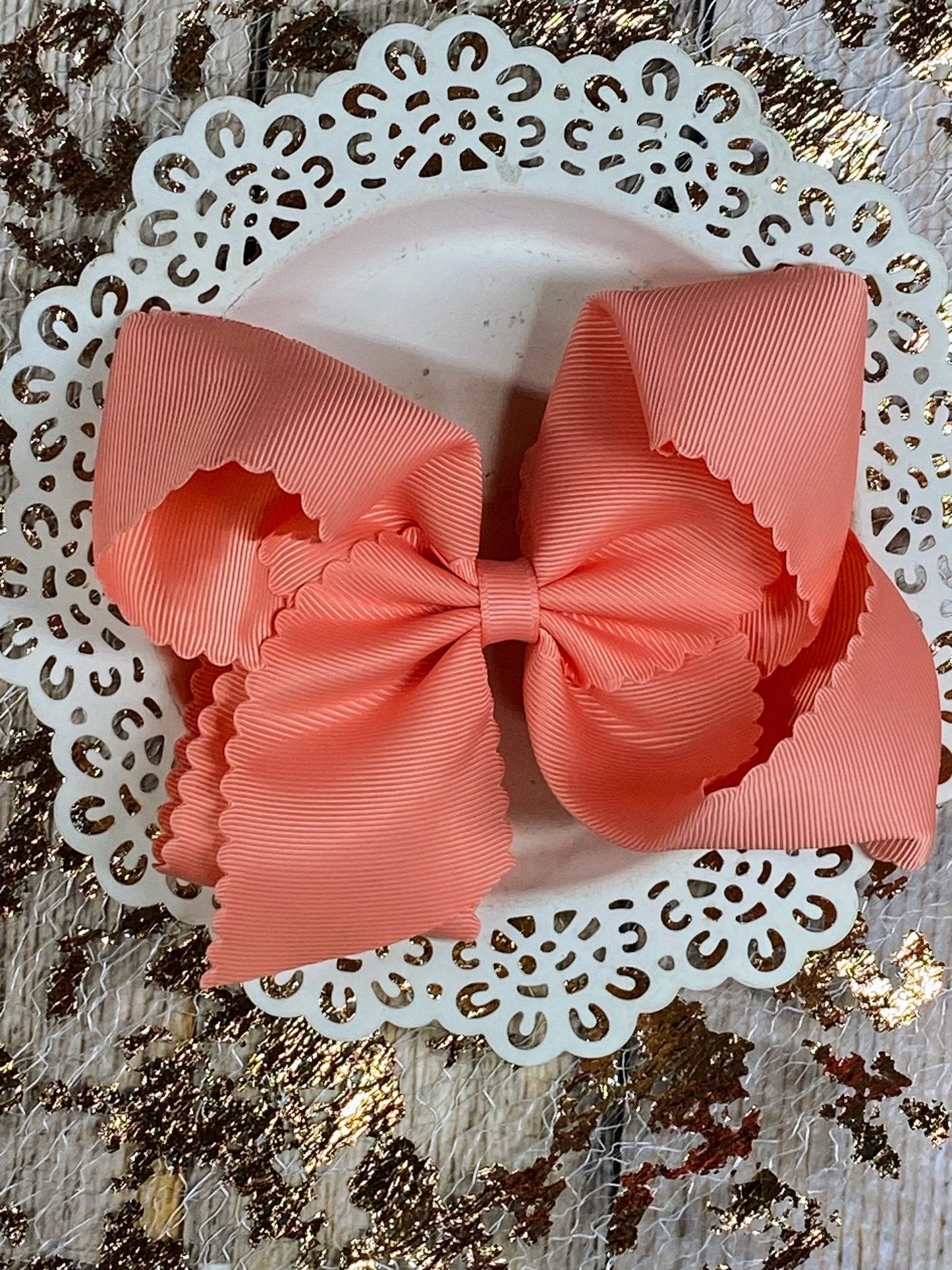5.5" Oversize Scalloped Hair Bow | Clip or Headband