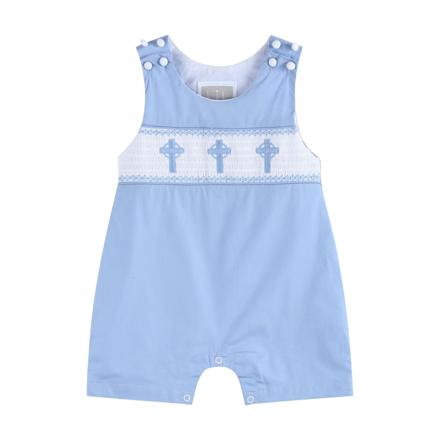 Periwinkle Blue Crosses Smocked Jon Jon