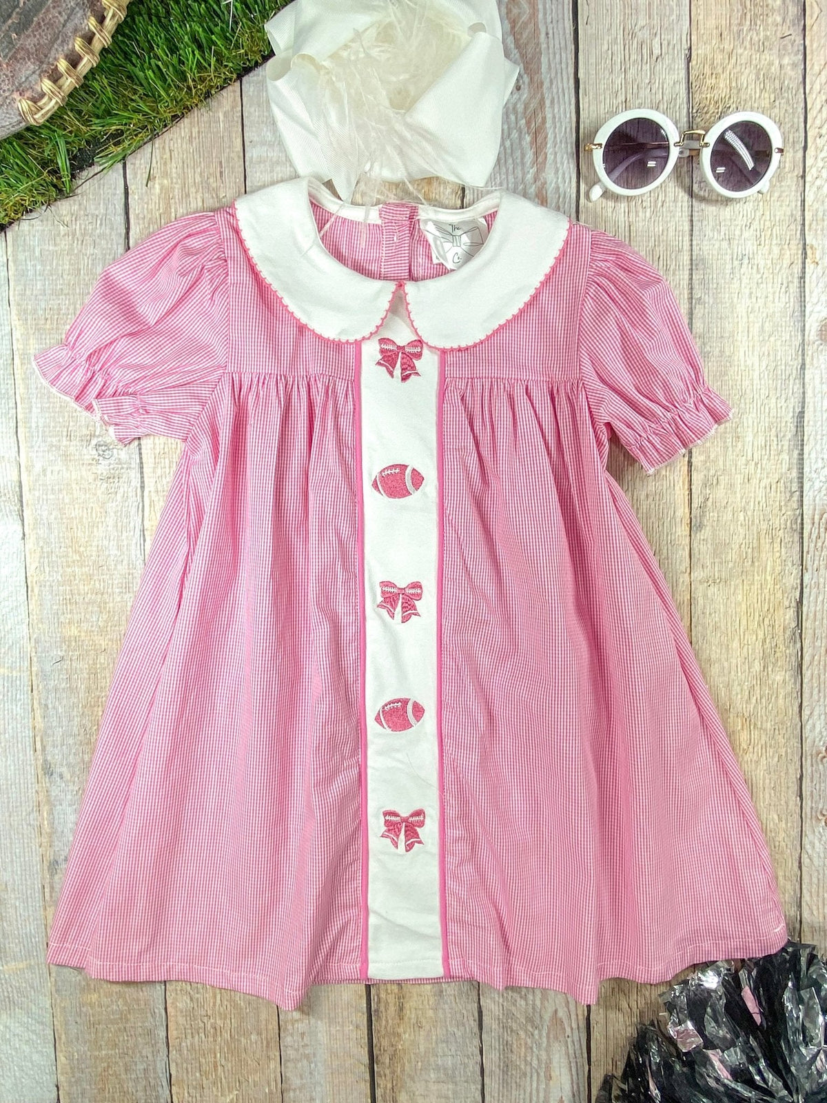 Pink Bows & Footballs Girls Dress