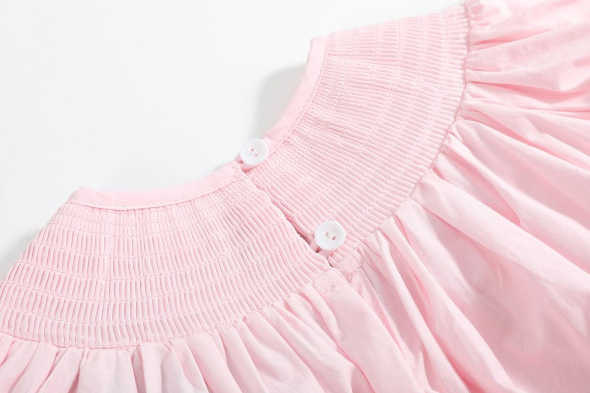 Pink Christmas Smocked Bishop Dress