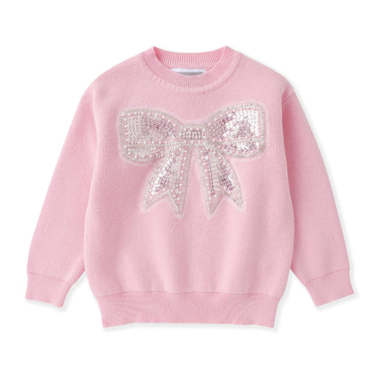 Pink Sparkly Bow Sweater