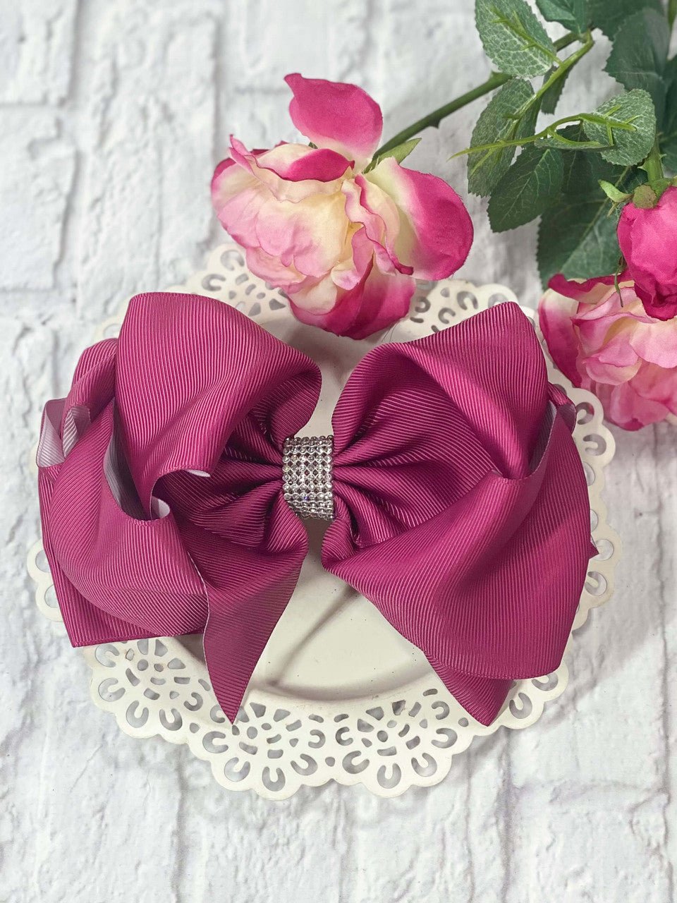 5.5" Oversize Rhinestone Center Knot Hair Bow | Alligator or French Clip