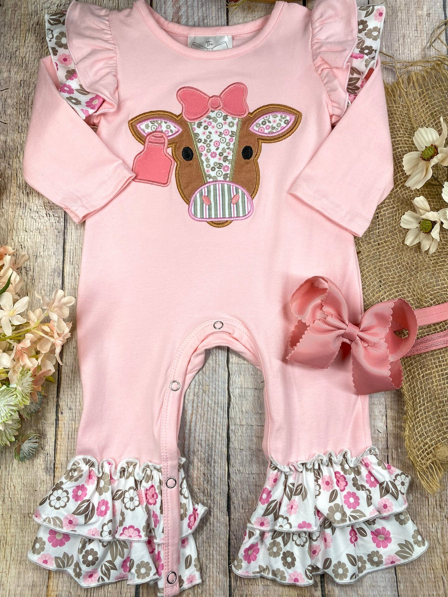 Pretty in Pink Cow Infant Romper