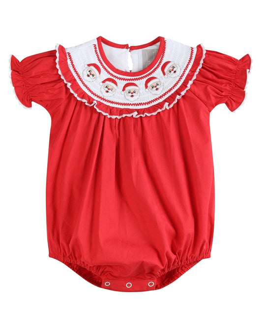 Red Santa Smocked Ruffle Romper
