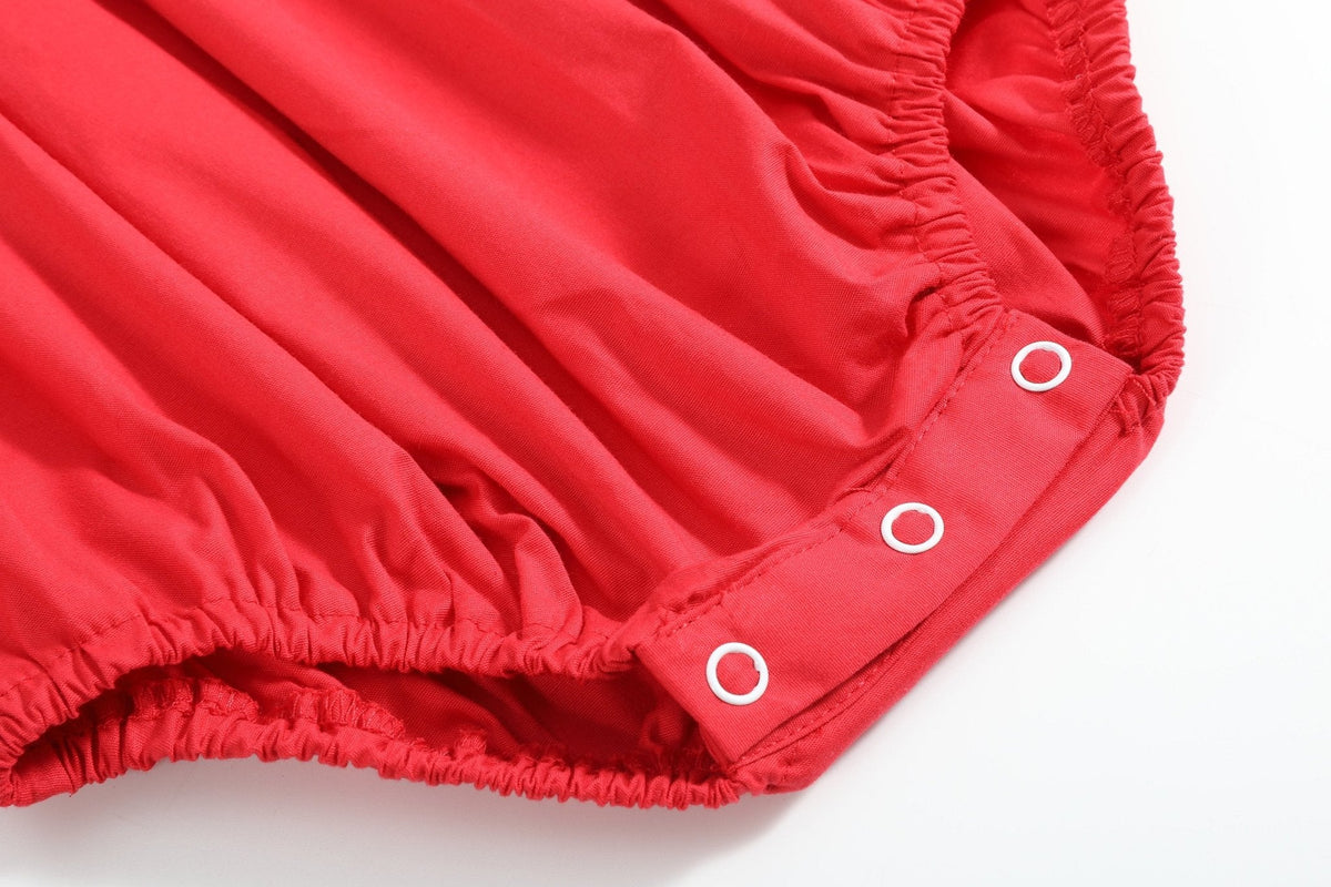 Red Santa Smocked Ruffle Romper