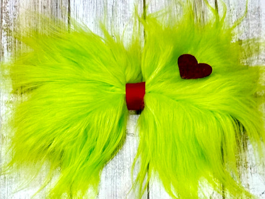 grinch fur hairbow