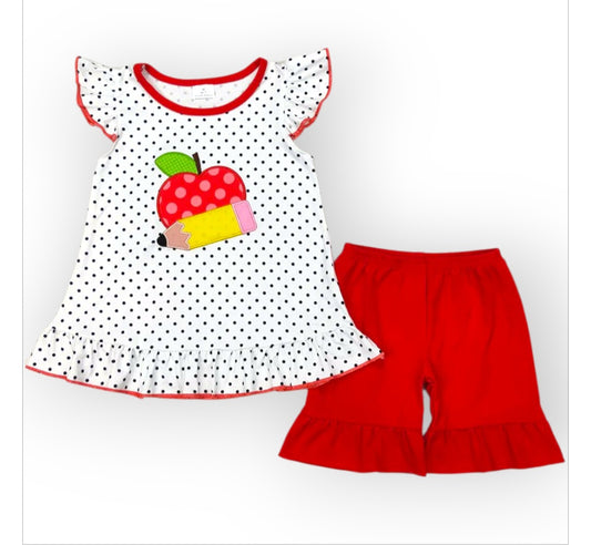 apple polka dots short set