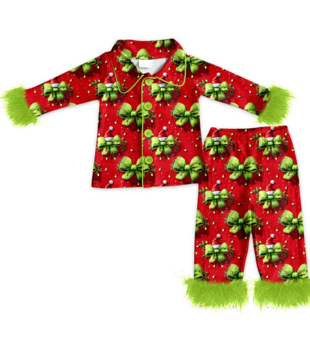 Fur trim Holiday pajamas