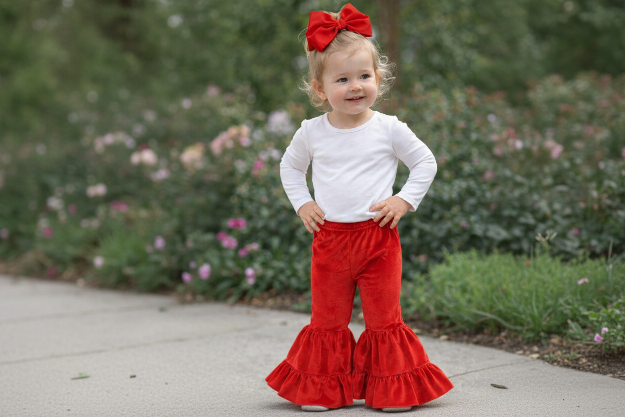 Velvet bell bottom pants