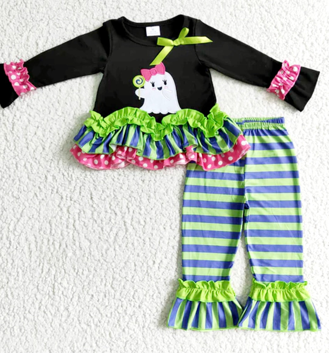 Sweet ghost with ruffles pant set