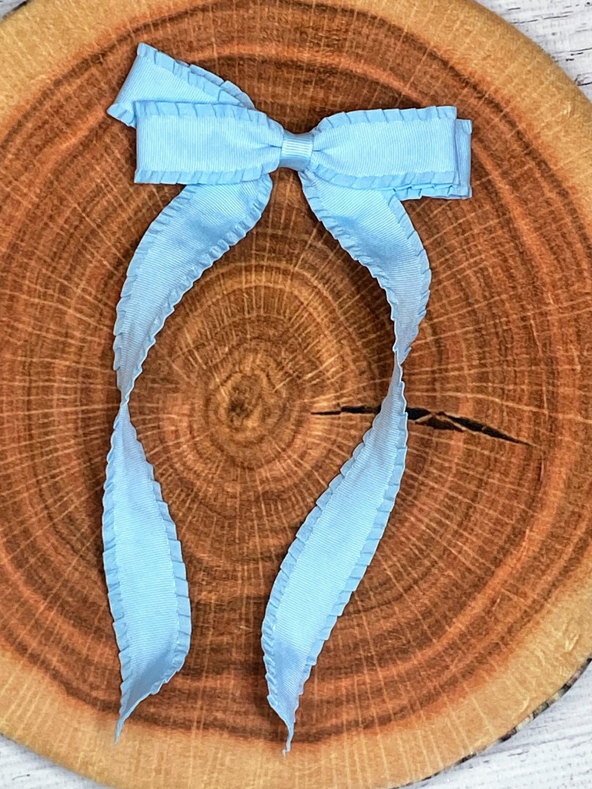 Ruffle Edge Ribbon Hair Bow | Alligator Clip
