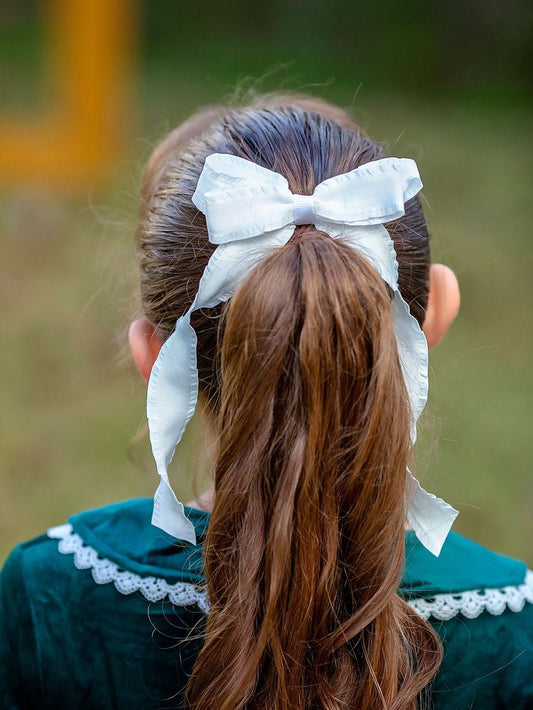 Ruffle Edge Ribbon Hair Bow | Alligator Clip