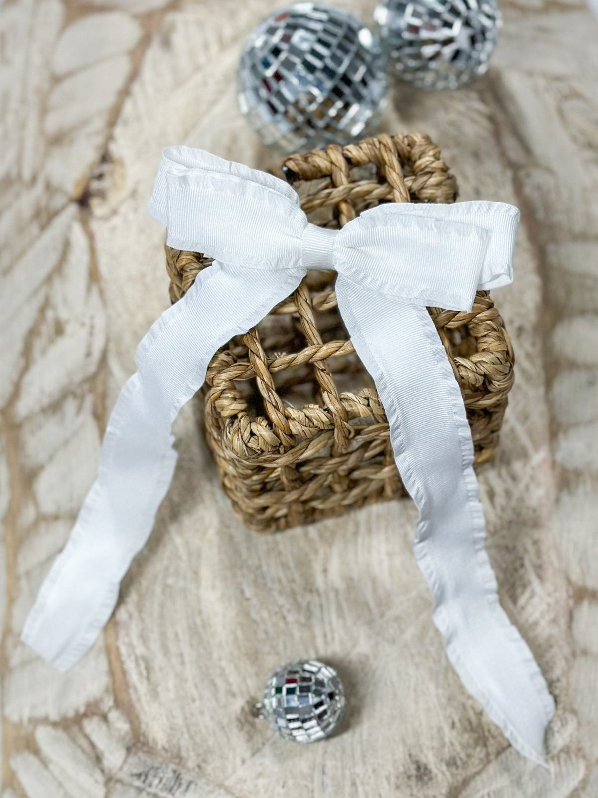 Ruffle Edge Ribbon Hair Bow | Alligator Clip