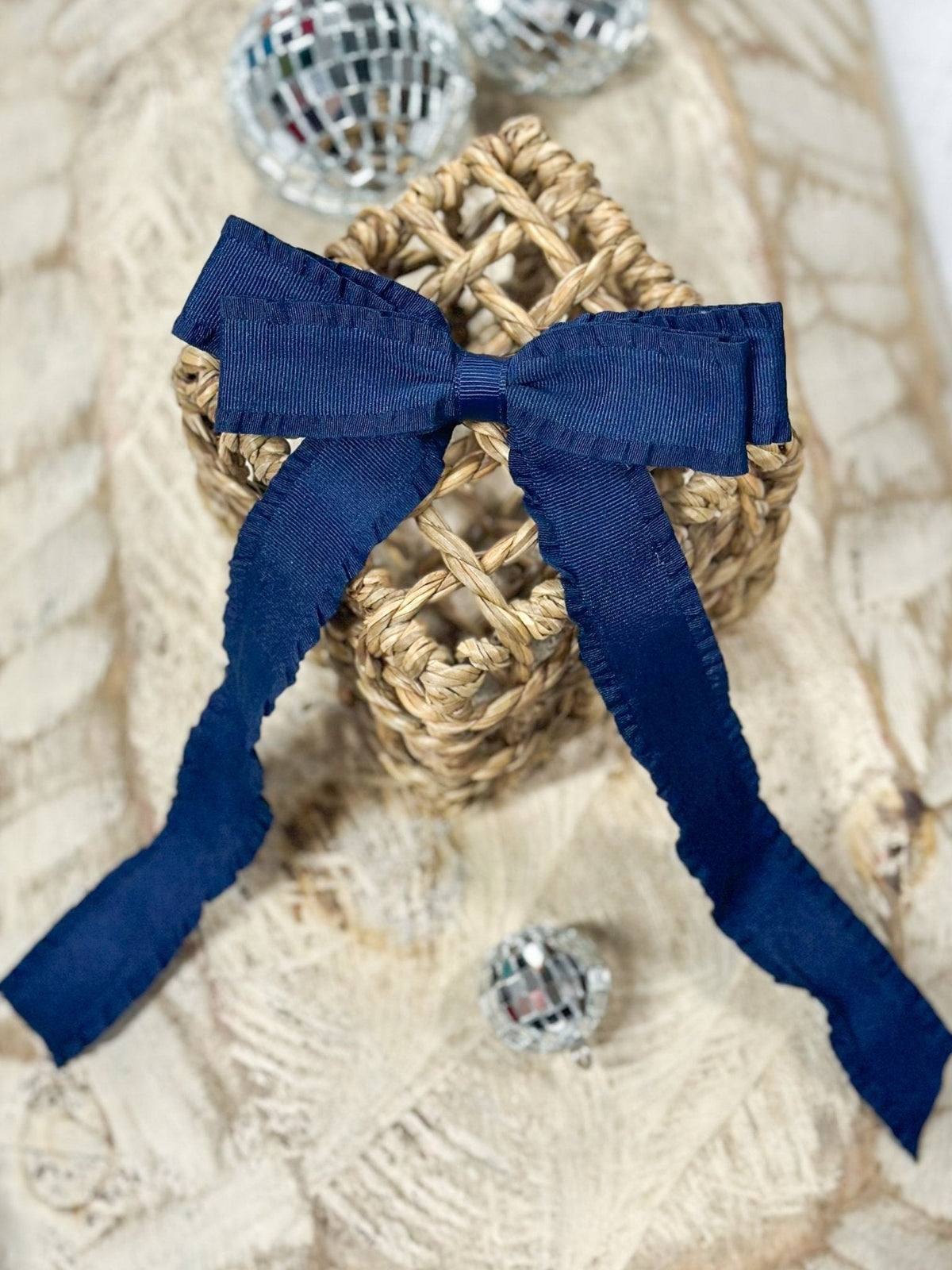 Ruffle Edge Ribbon Hair Bow | Alligator Clip