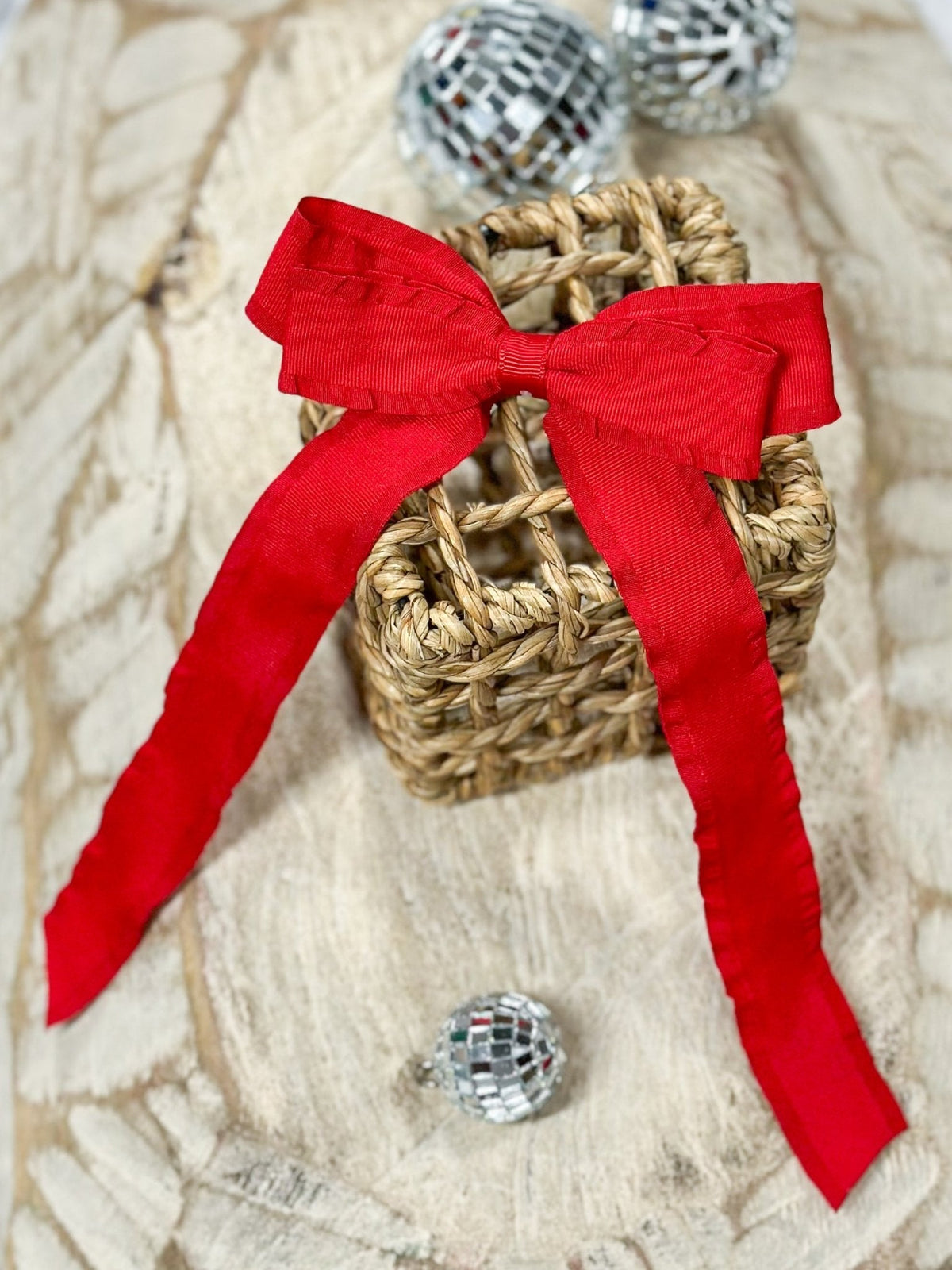 Ruffle Edge Ribbon Hair Bow | Alligator Clip