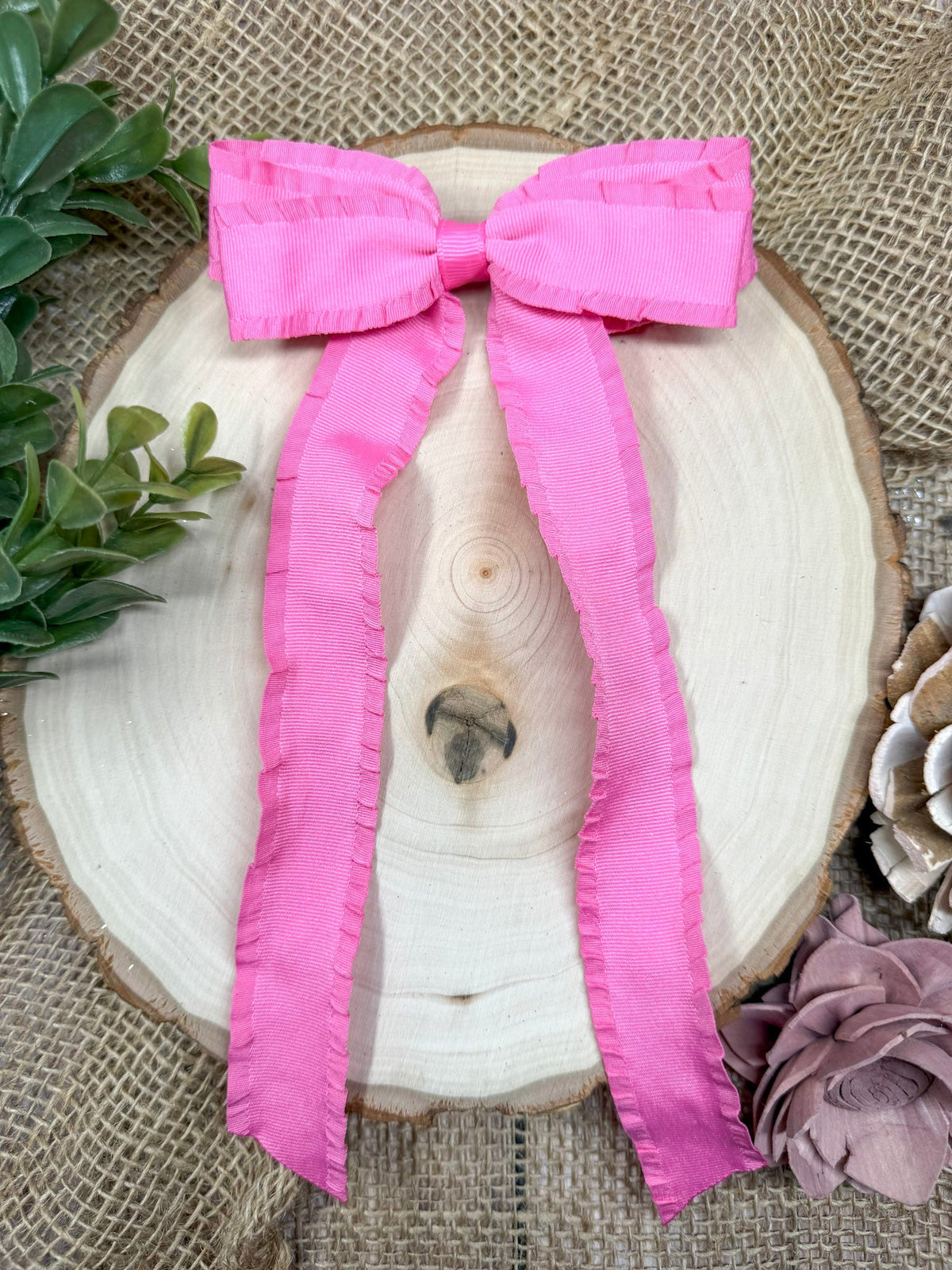 Ruffle Edge Ribbon Hair Bow | Alligator Clip
