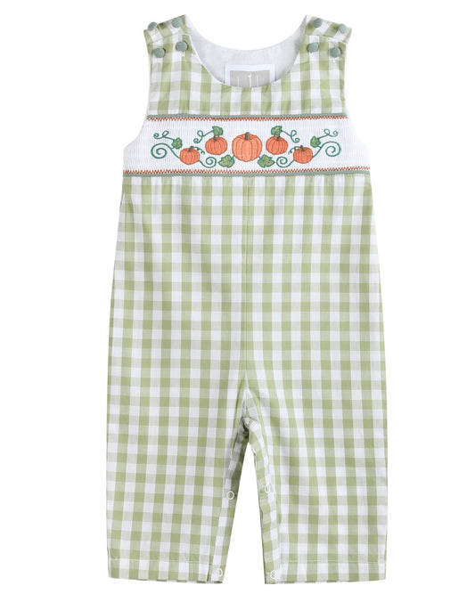 Sage Green Gingham Pumpkin Smocked Longall
