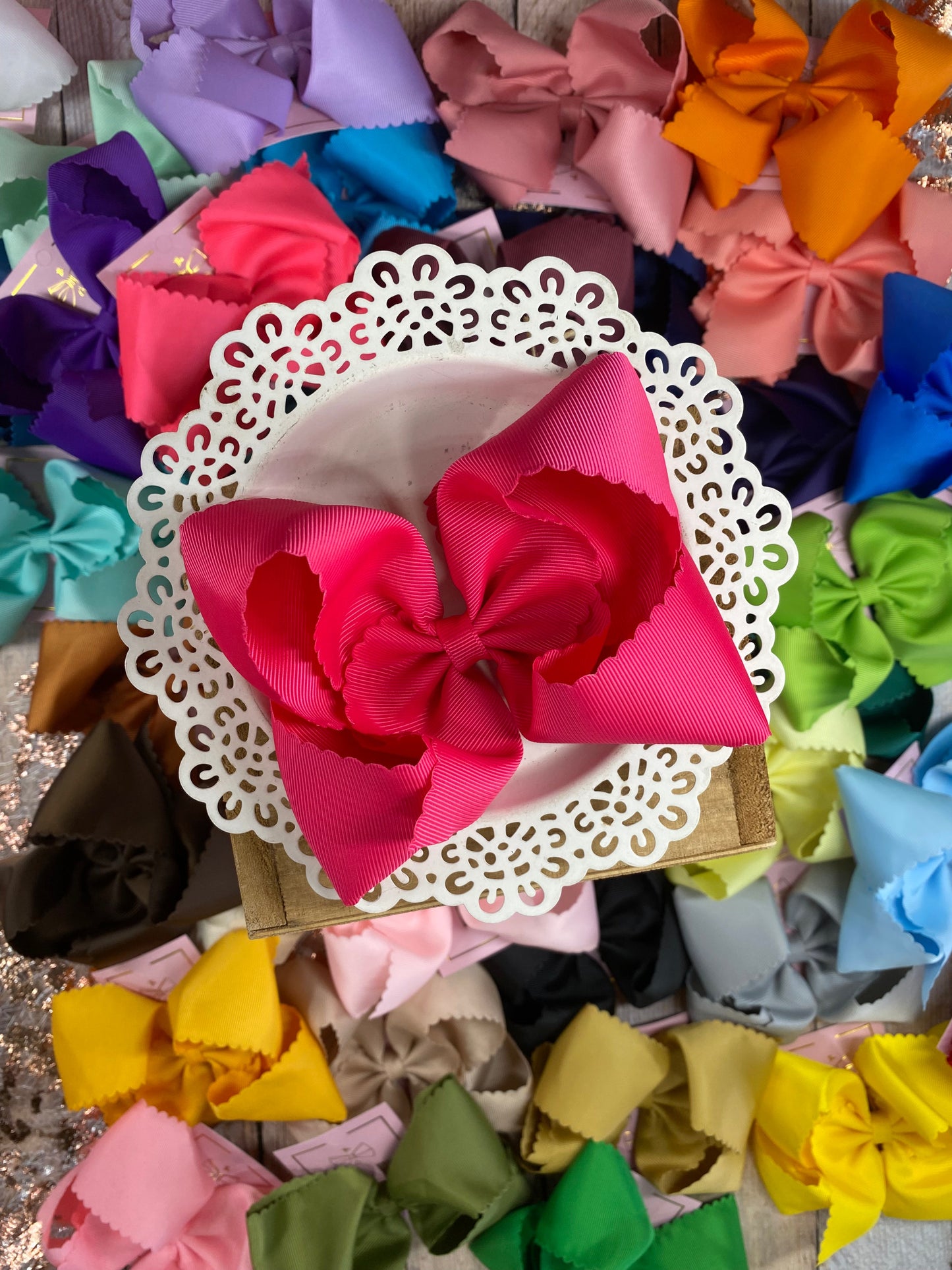 5.5" Oversize Scalloped Hair Bow | Clip or Headband