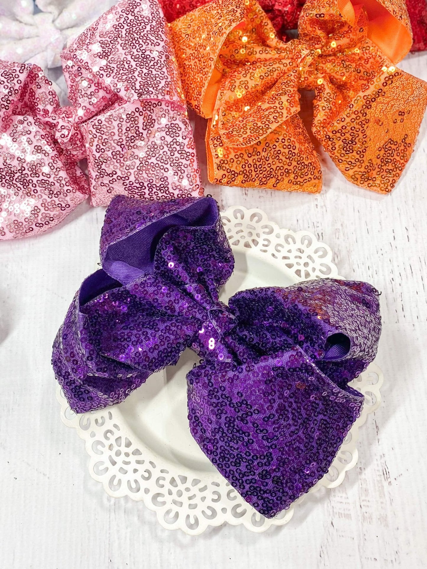6.5" Sequin Texas Size Hair Bows | Alligator Clip