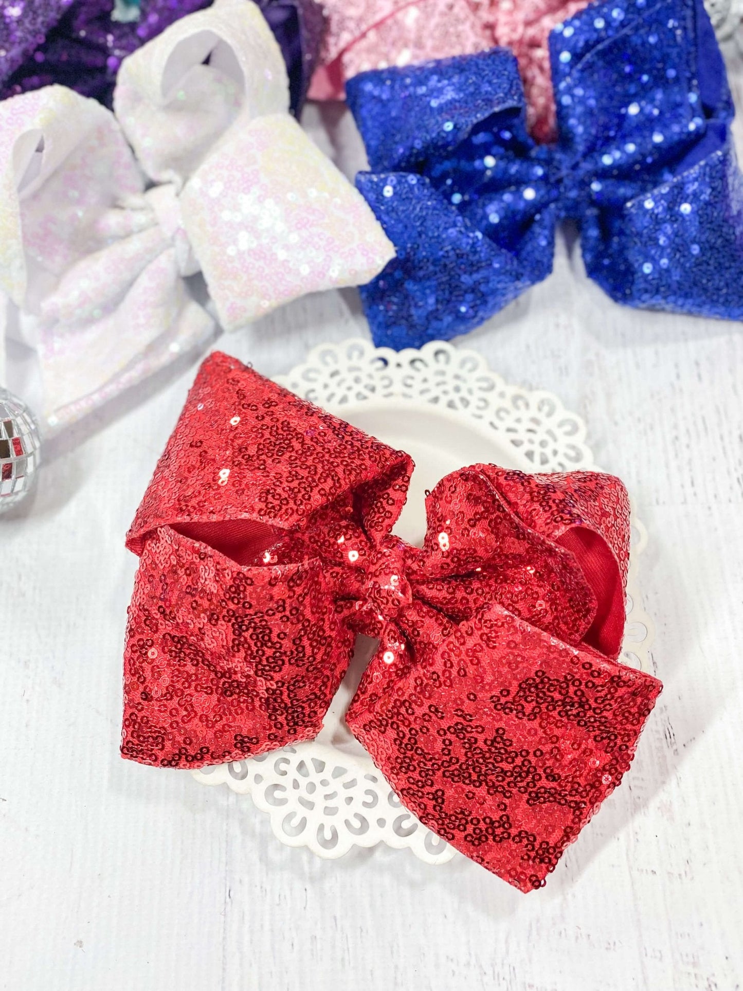 6.5" Sequin Texas Size Hair Bows | Alligator Clip