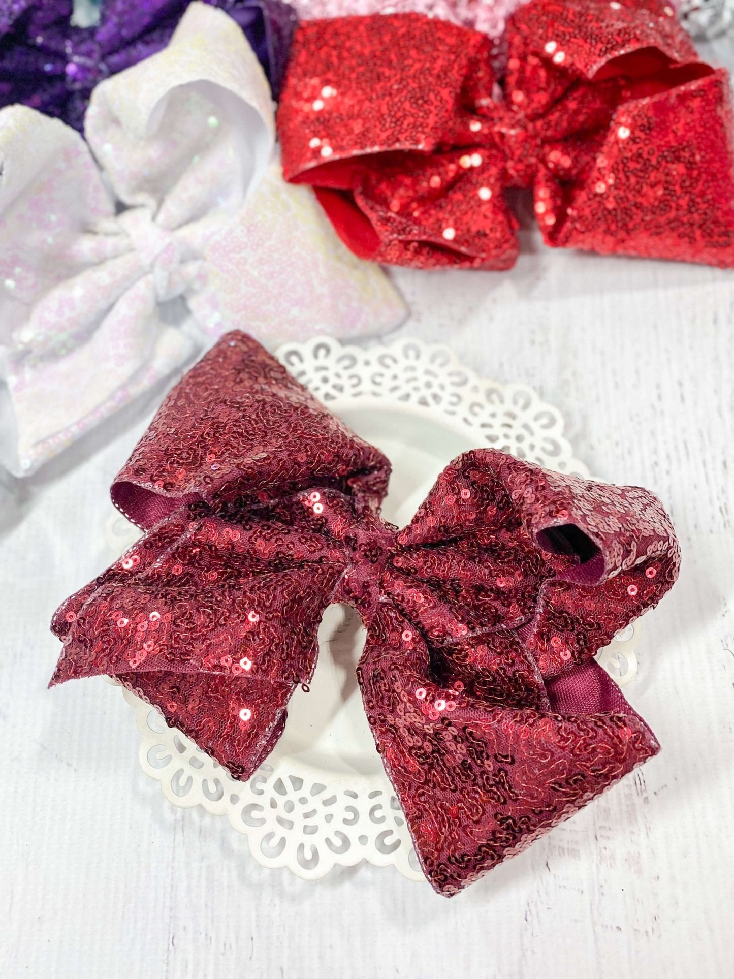 6.5" Sequin Texas Size Hair Bows | Alligator Clip
