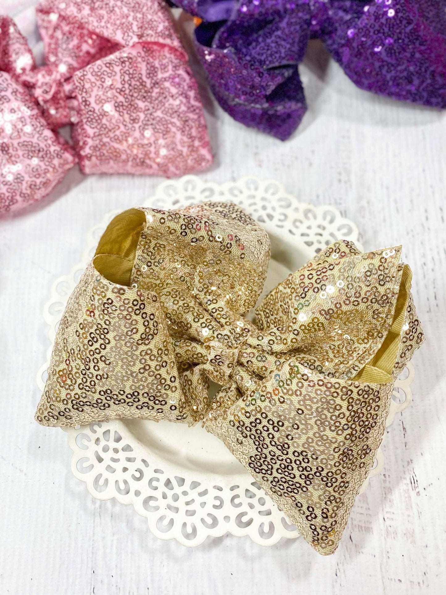6.5" Sequin Texas Size Hair Bows | Alligator Clip